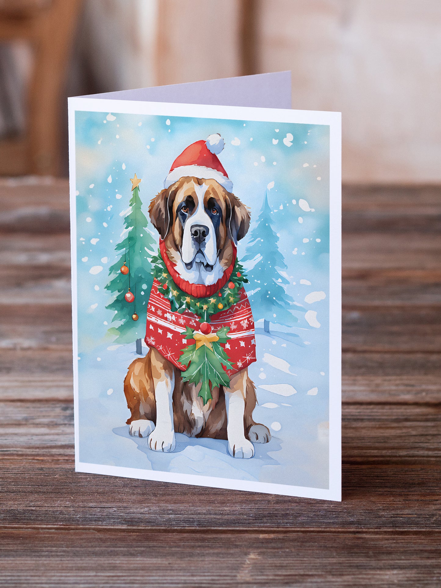 Saint Bernard Christmas Greeting Cards Pack of 8