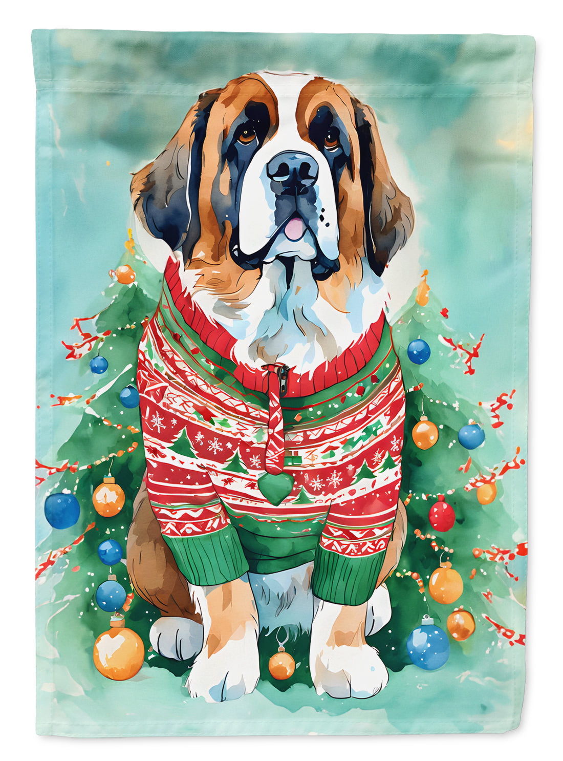 Buy this Saint Bernard Christmas House Flag