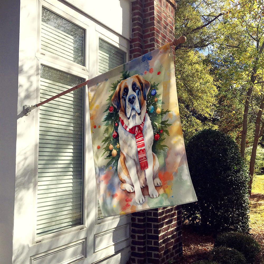 Saint Bernard Christmas House Flag