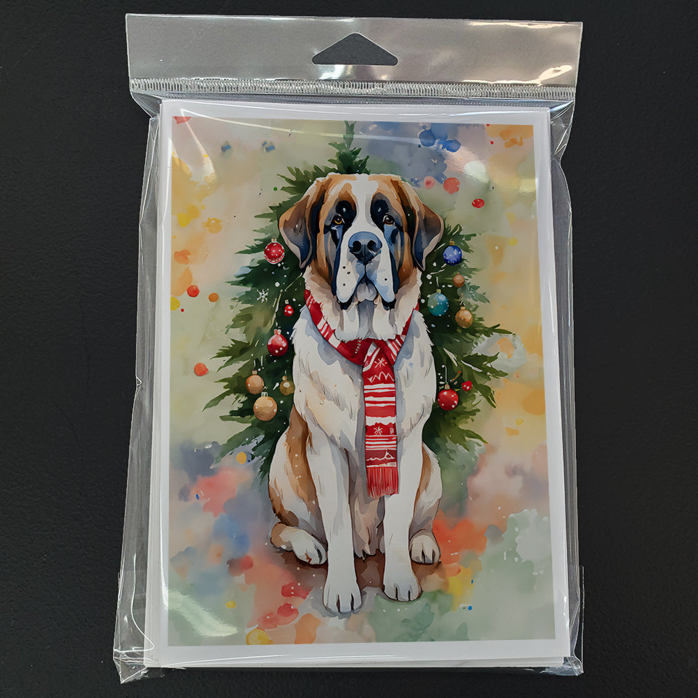 Saint Bernard Christmas Greeting Cards Pack of 8