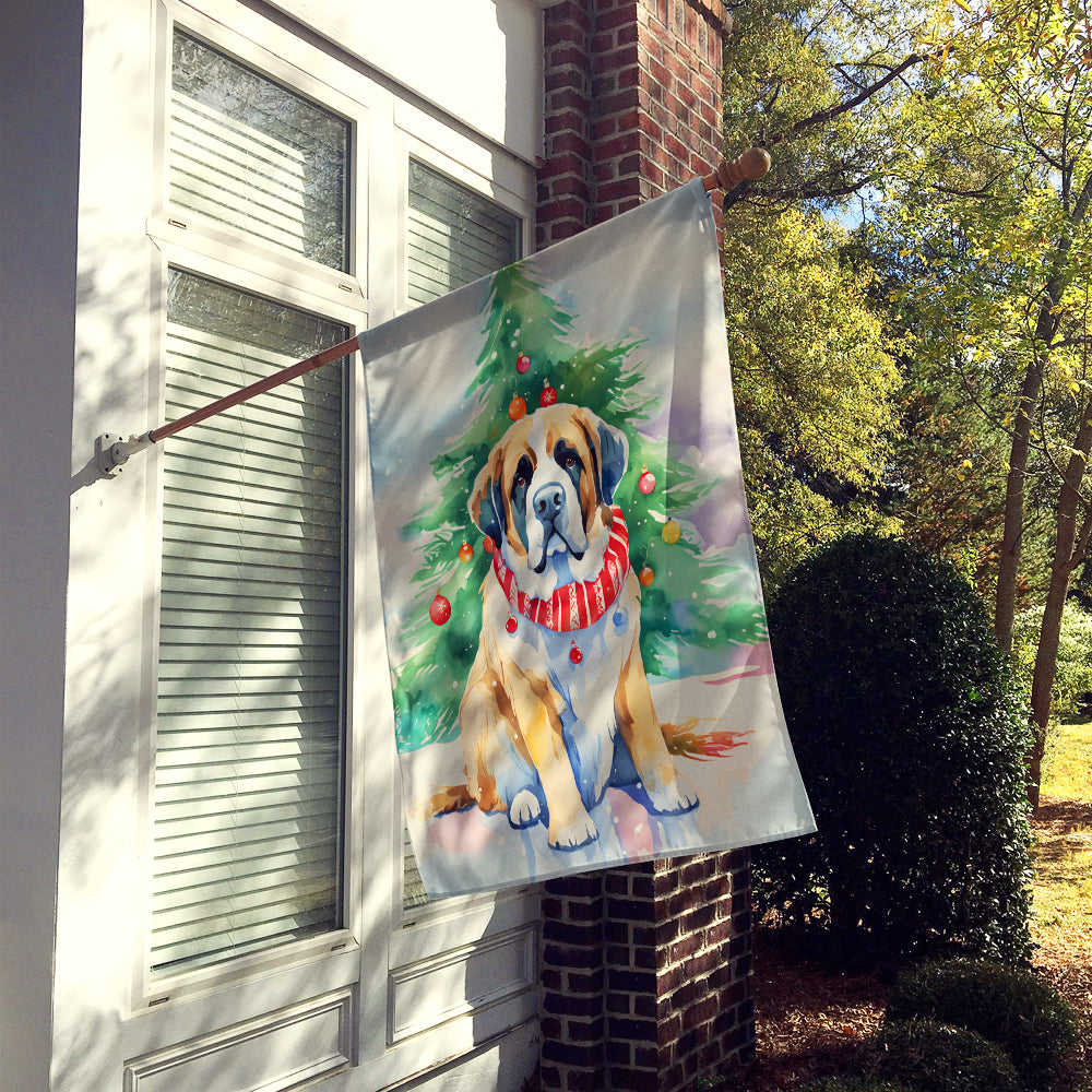 Saint Bernard Christmas House Flag