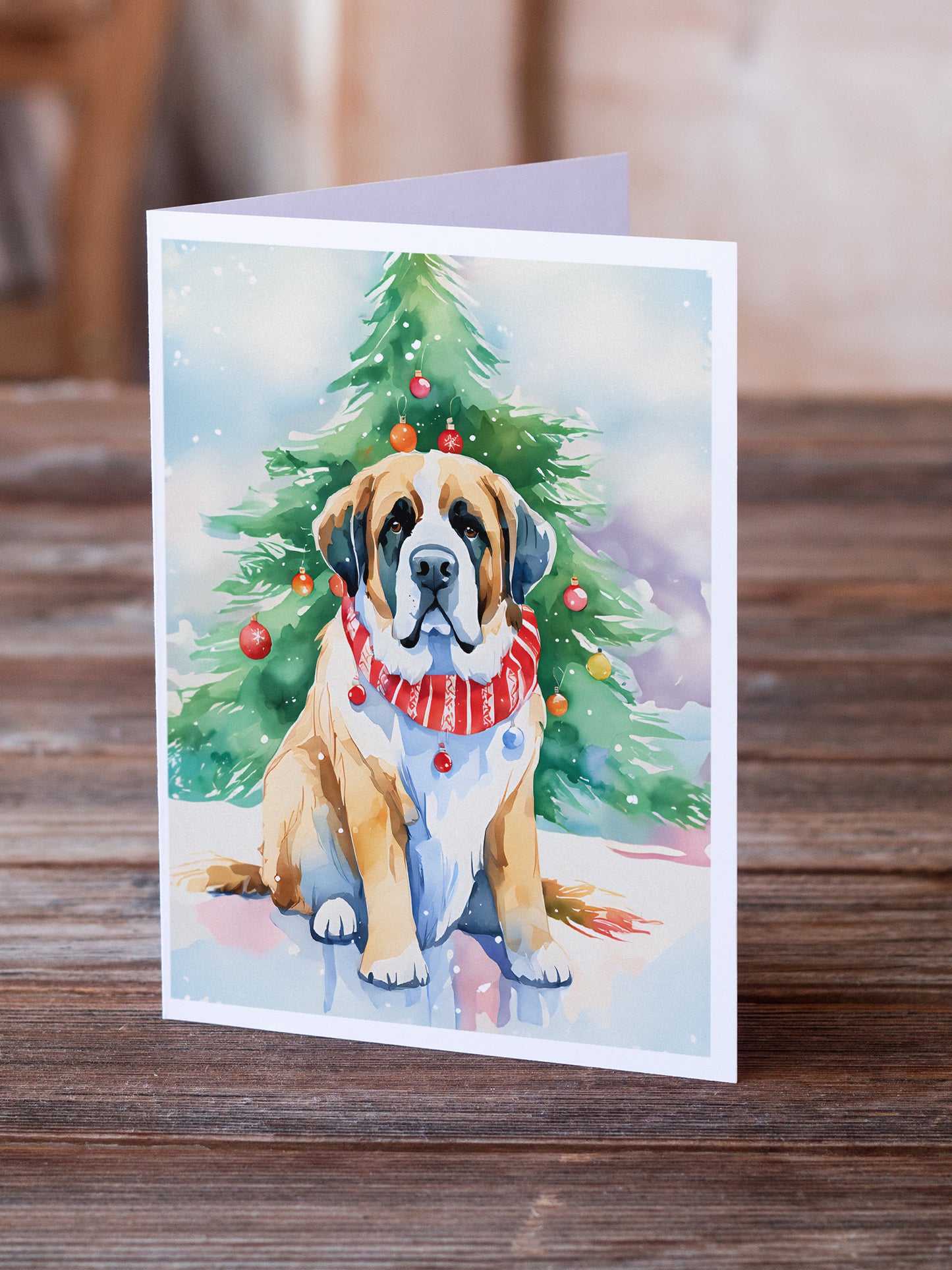 Saint Bernard Christmas Greeting Cards Pack of 8