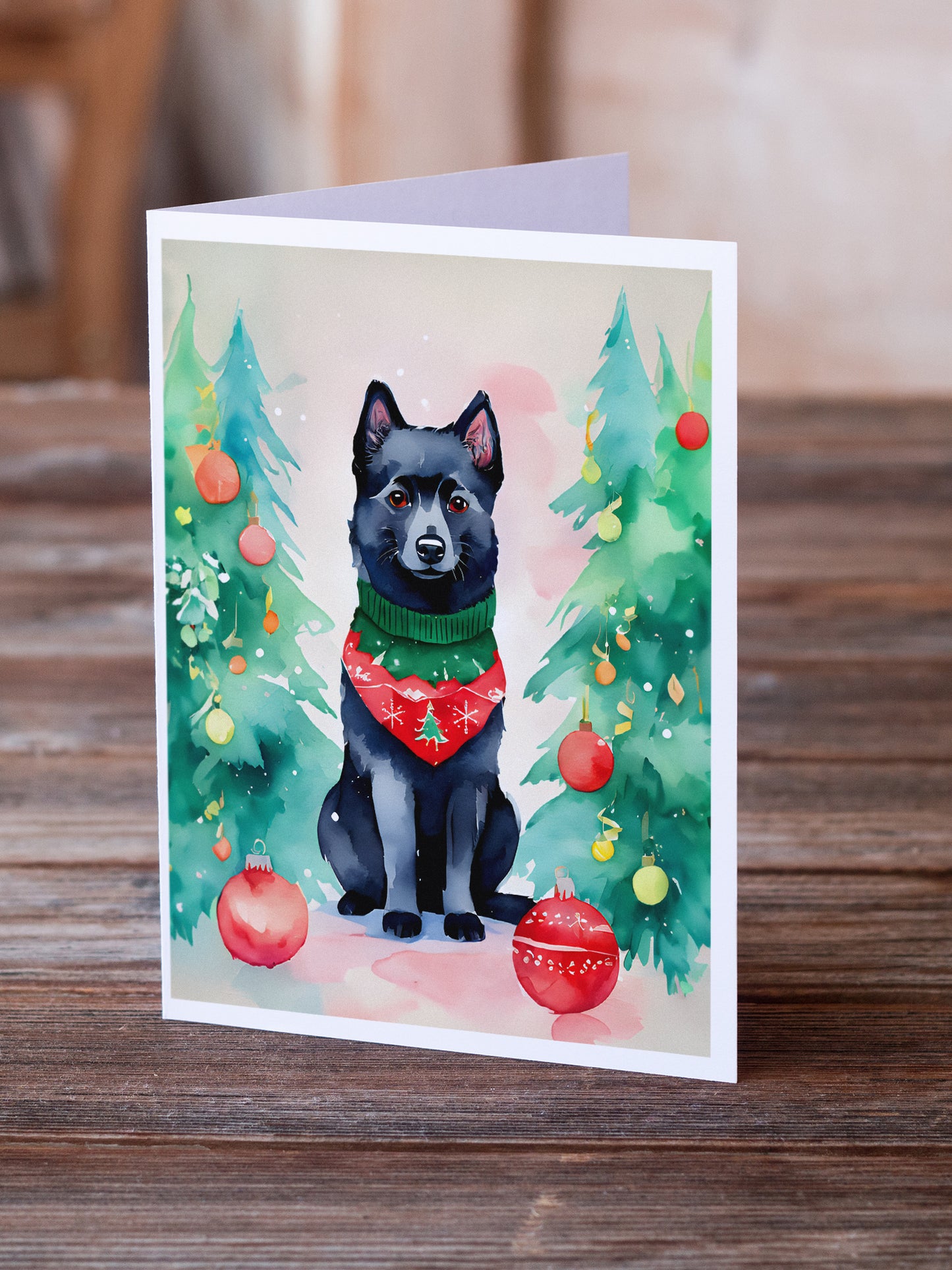 Schipperke Christmas Greeting Cards Pack of 8