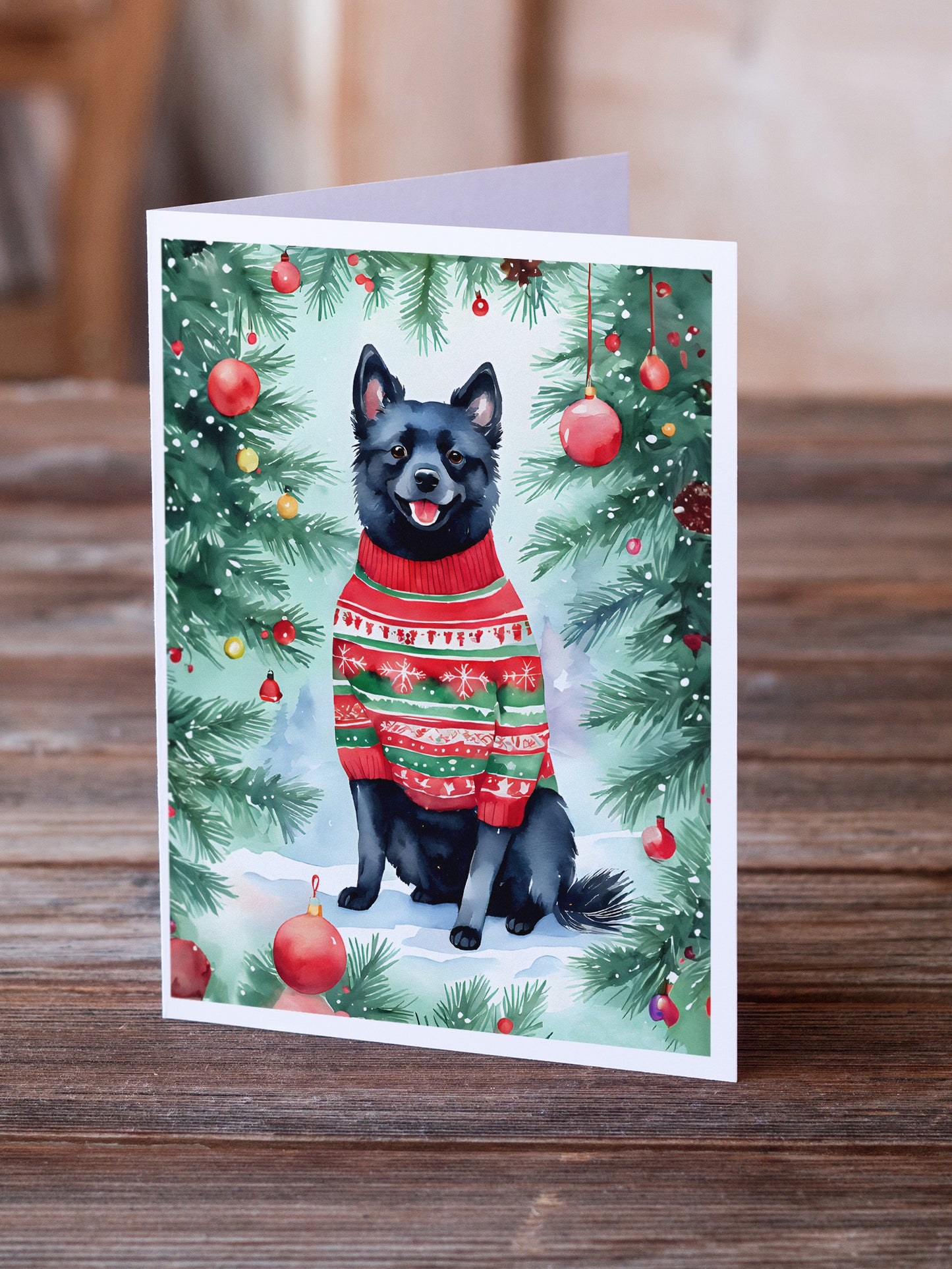 Schipperke Christmas Greeting Cards Pack of 8