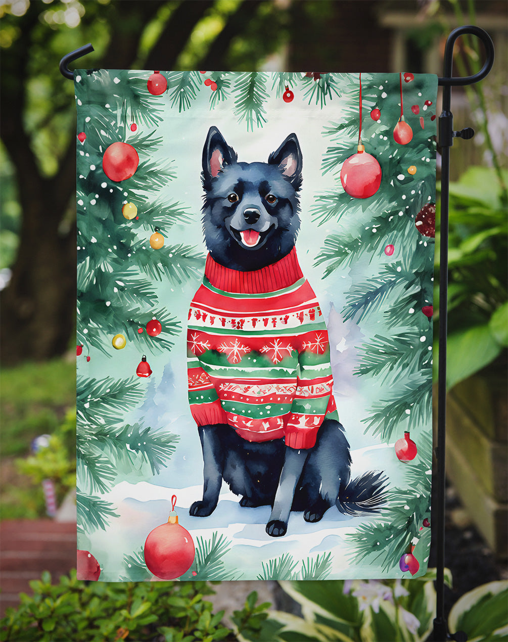 Schipperke Christmas Garden Flag