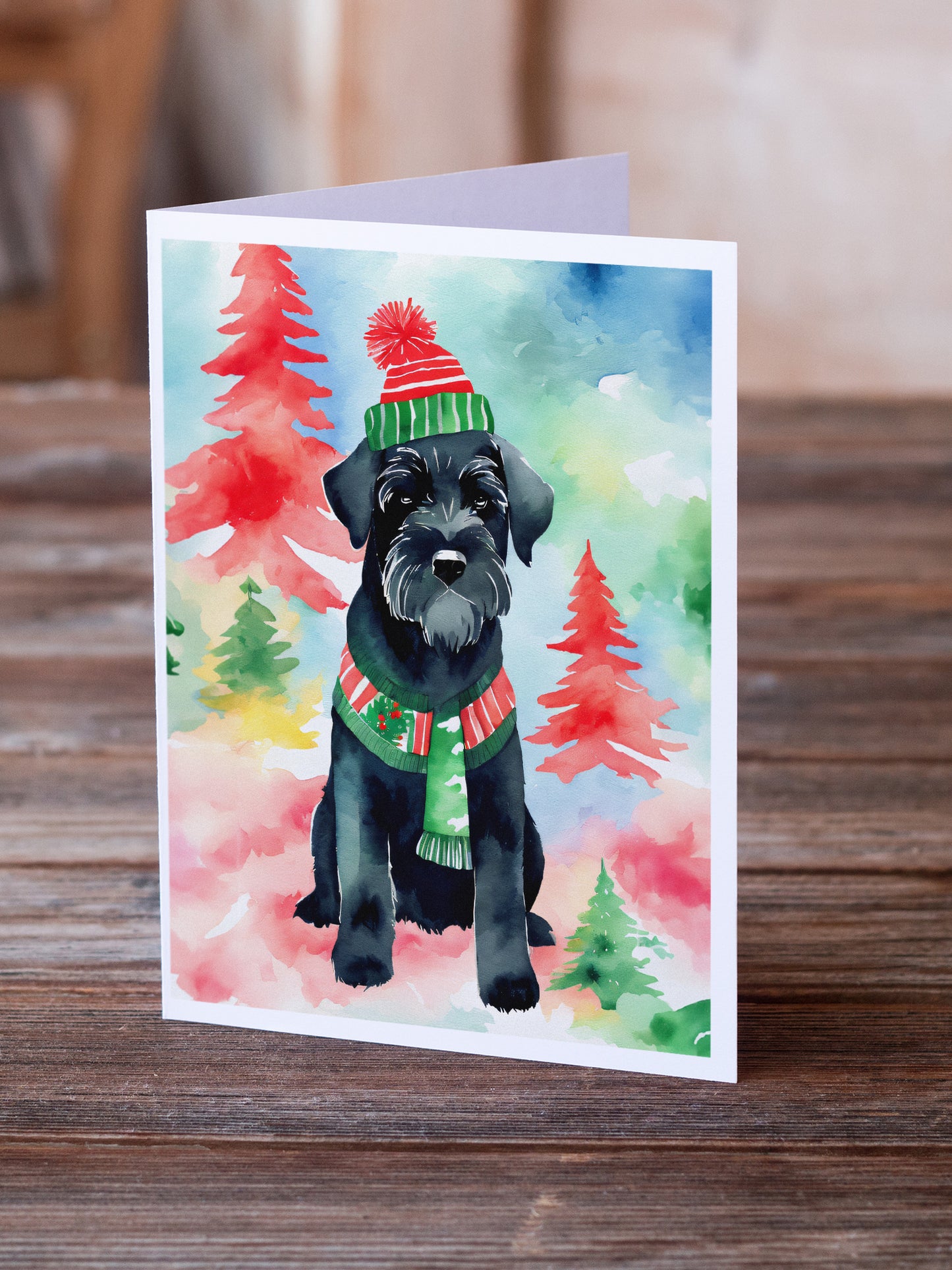 Schnauzer Christmas Greeting Cards Pack of 8