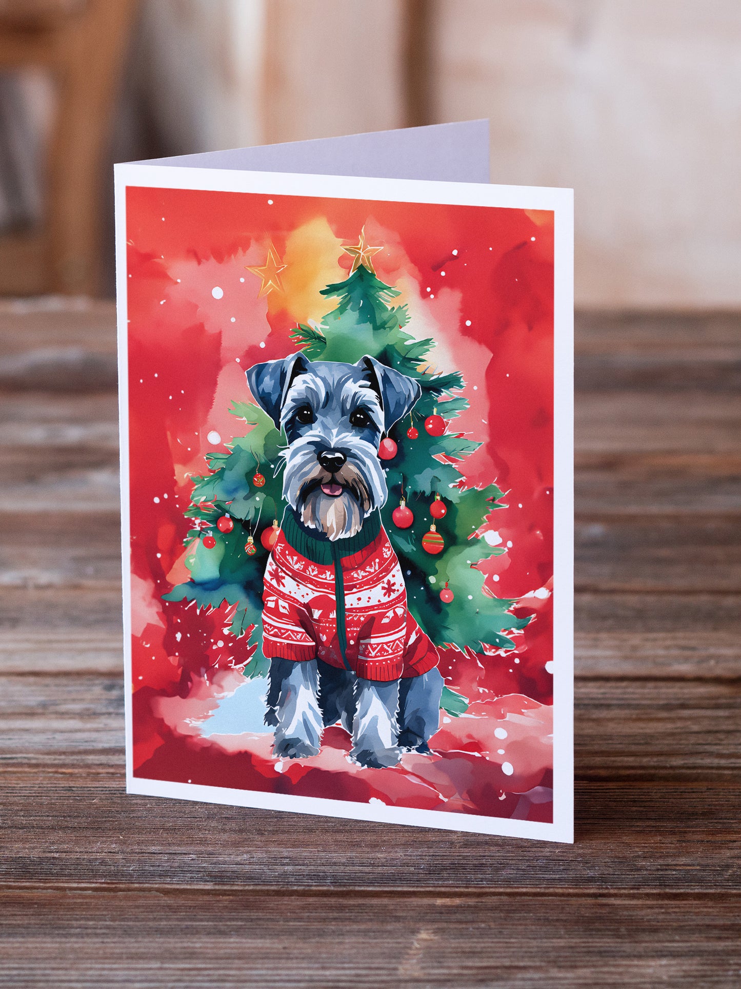 Schnauzer Christmas Greeting Cards Pack of 8