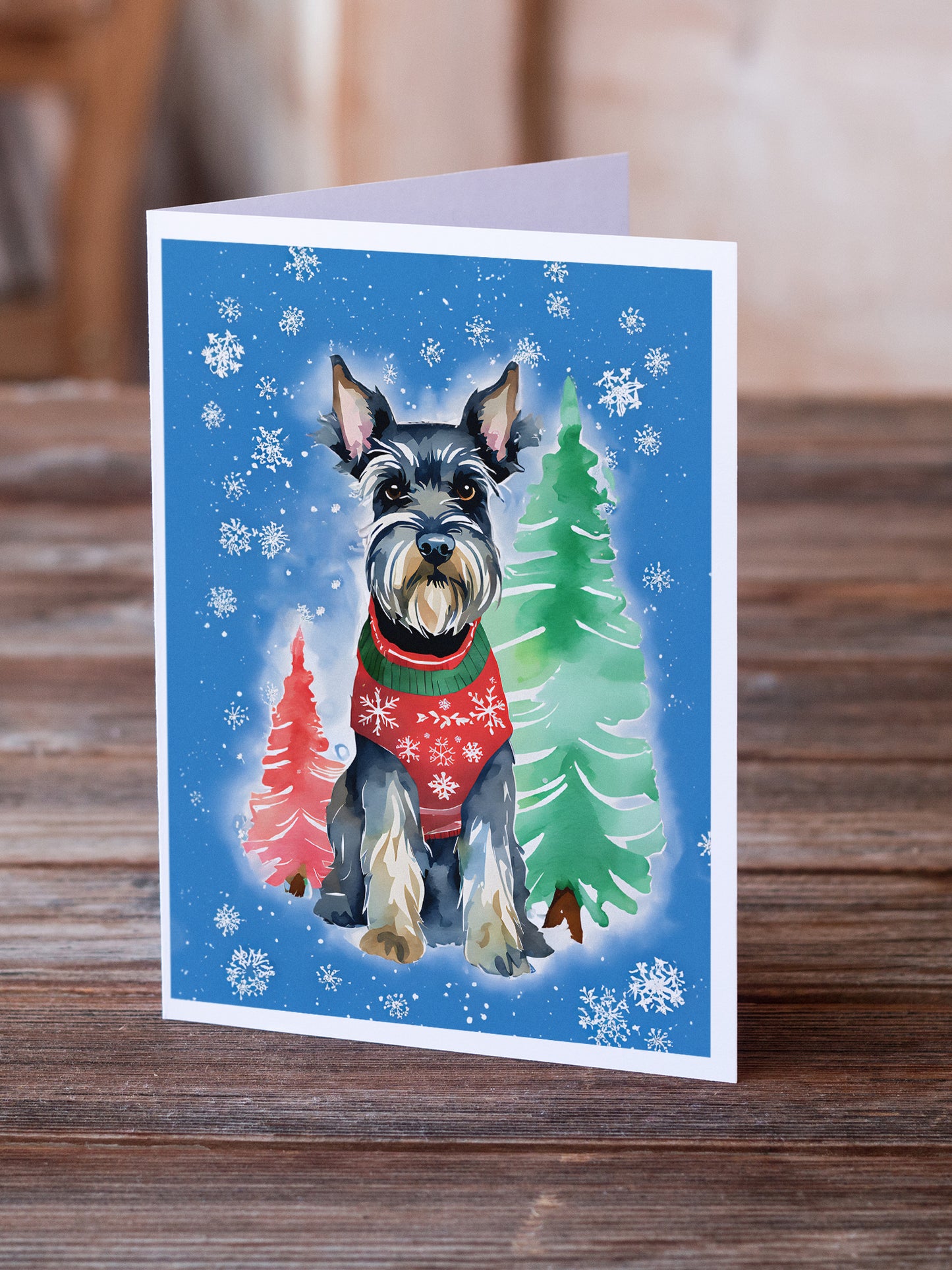 Schnauzer Christmas Greeting Cards Pack of 8