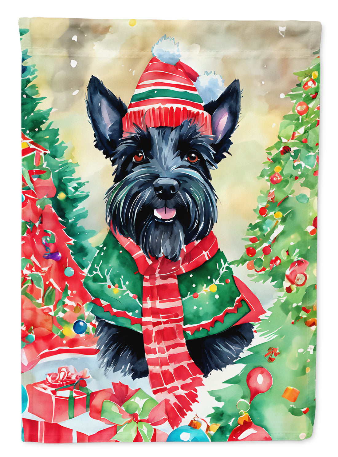 Buy this Scottish Terrier Christmas House Flag