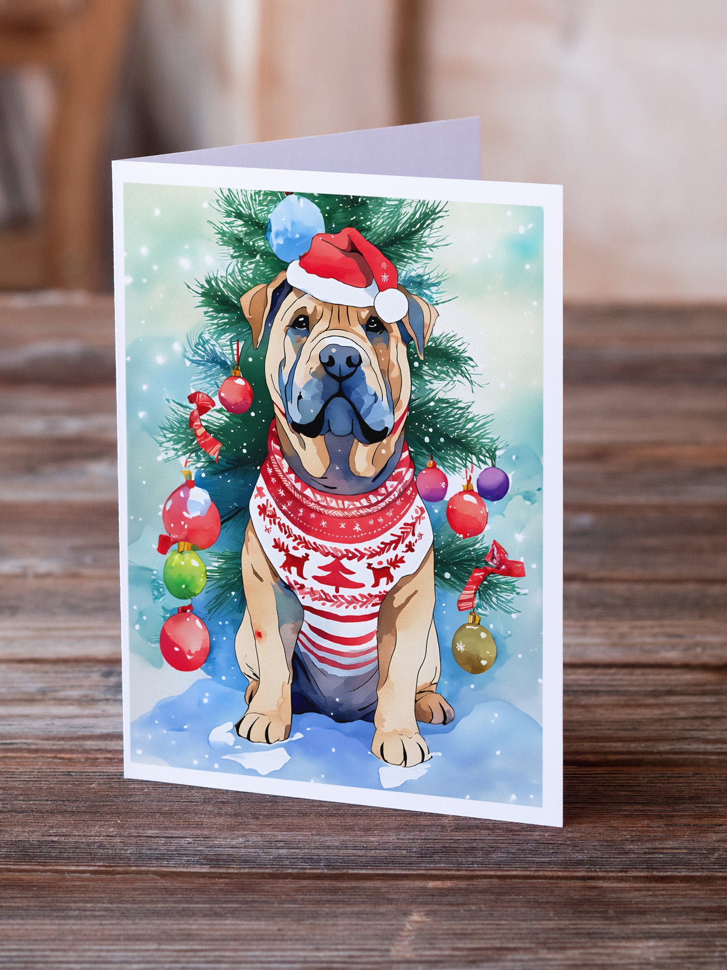 Shar Pei Christmas Greeting Cards Pack of 8