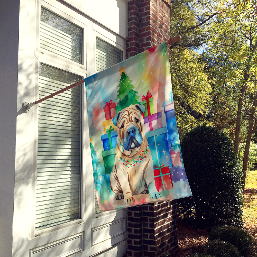 Shar Pei Christmas House Flag