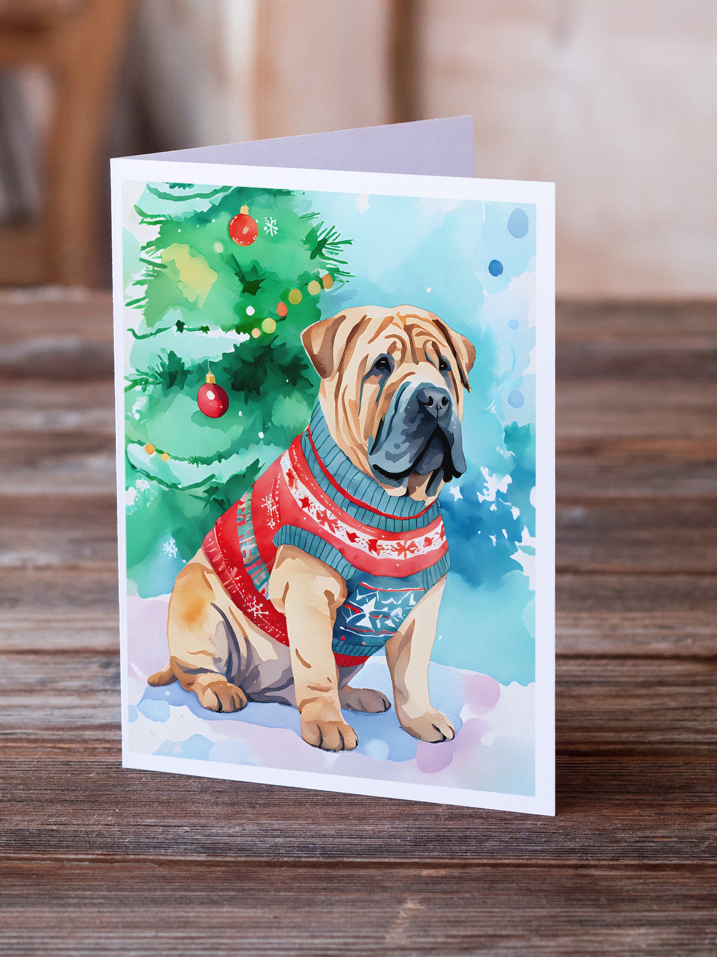 Shar Pei Christmas Greeting Cards Pack of 8