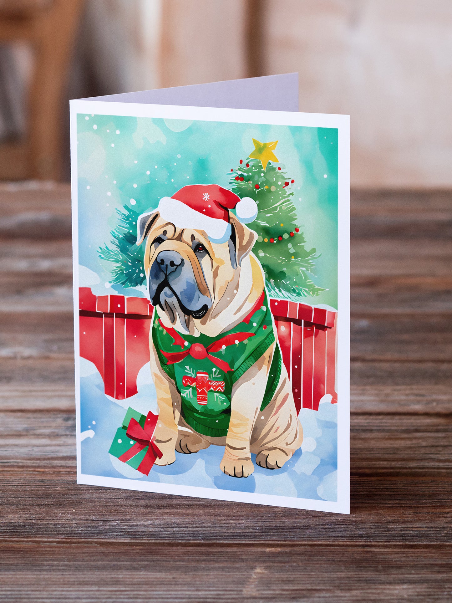 Shar Pei Christmas Greeting Cards Pack of 8