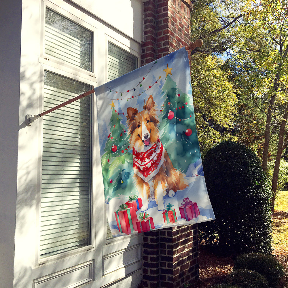 Sheltie Christmas House Flag