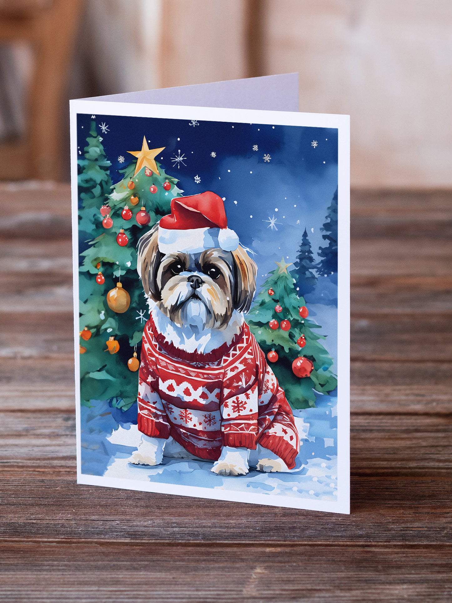 Shih Tzu Christmas Greeting Cards Pack of 8