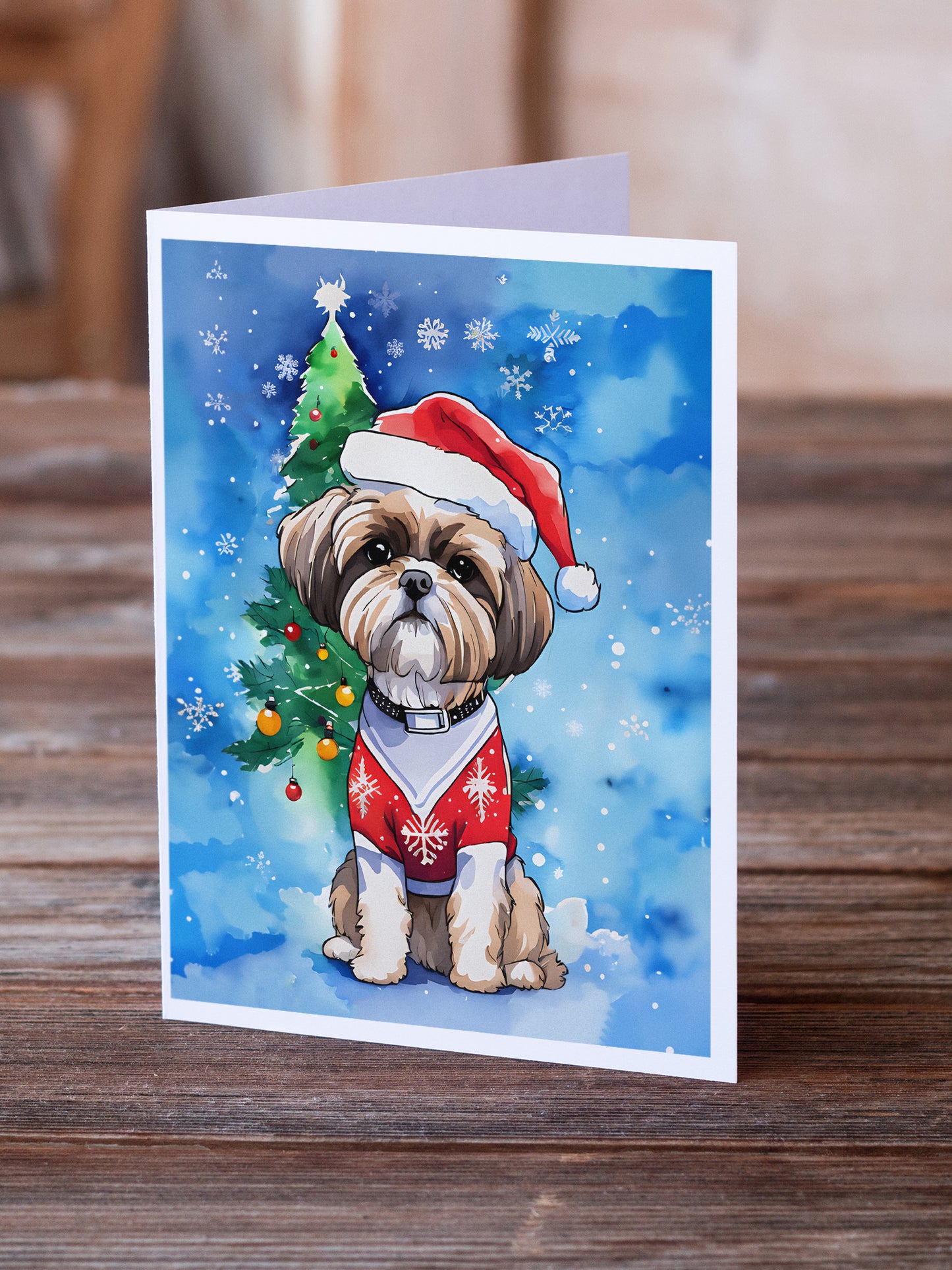 Shih Tzu Christmas Greeting Cards Pack of 8
