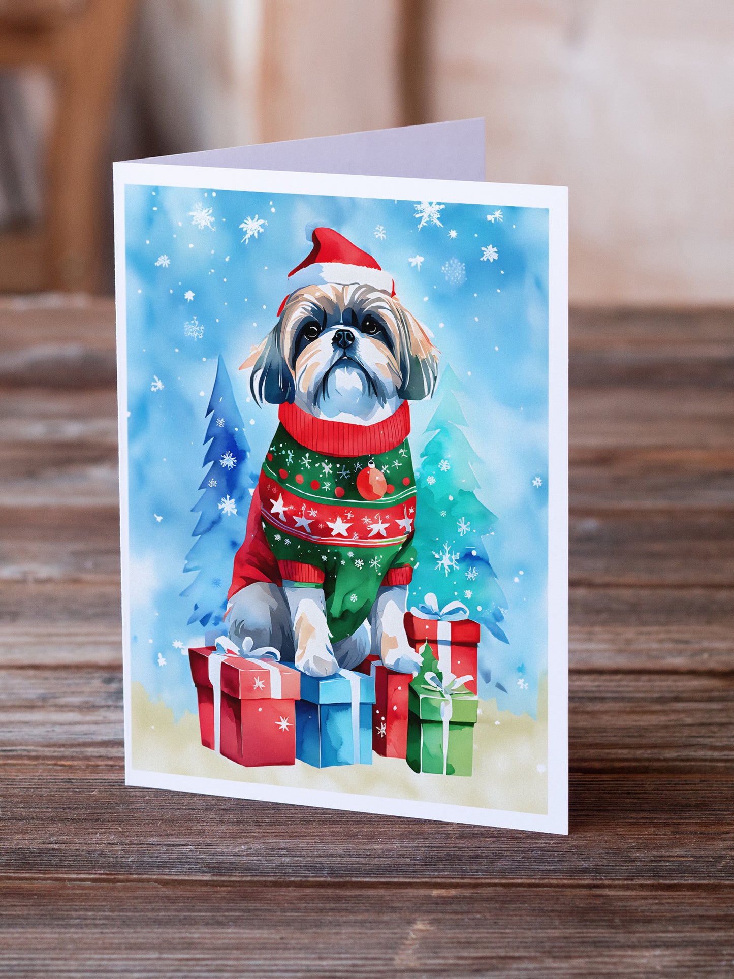 Shih Tzu Christmas Greeting Cards Pack of 8