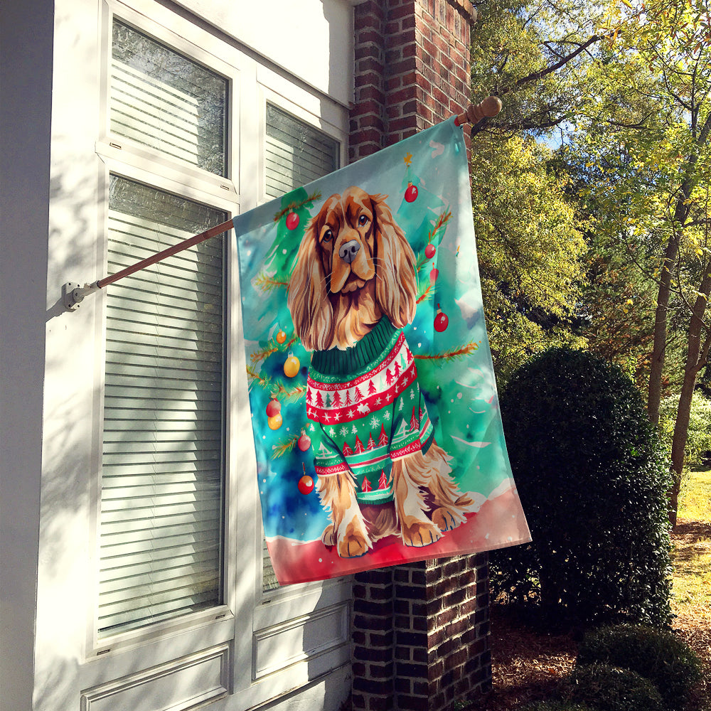 Sussex Spaniel Christmas House Flag