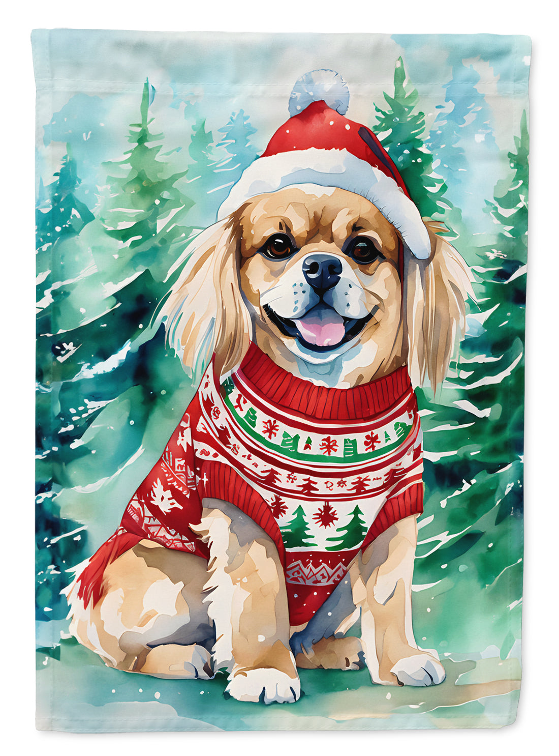 Buy this Tibetan Spaniel Christmas House Flag