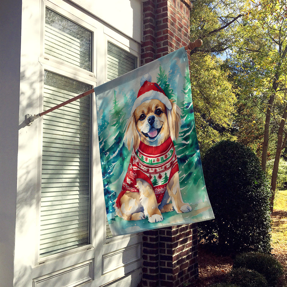 Tibetan Spaniel Christmas House Flag