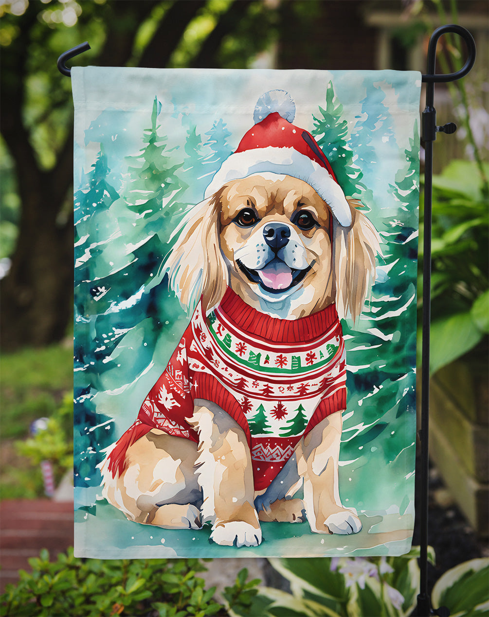 Tibetan Spaniel Christmas Garden Flag