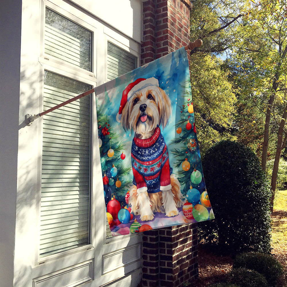 Tibetan Terrier Christmas House Flag