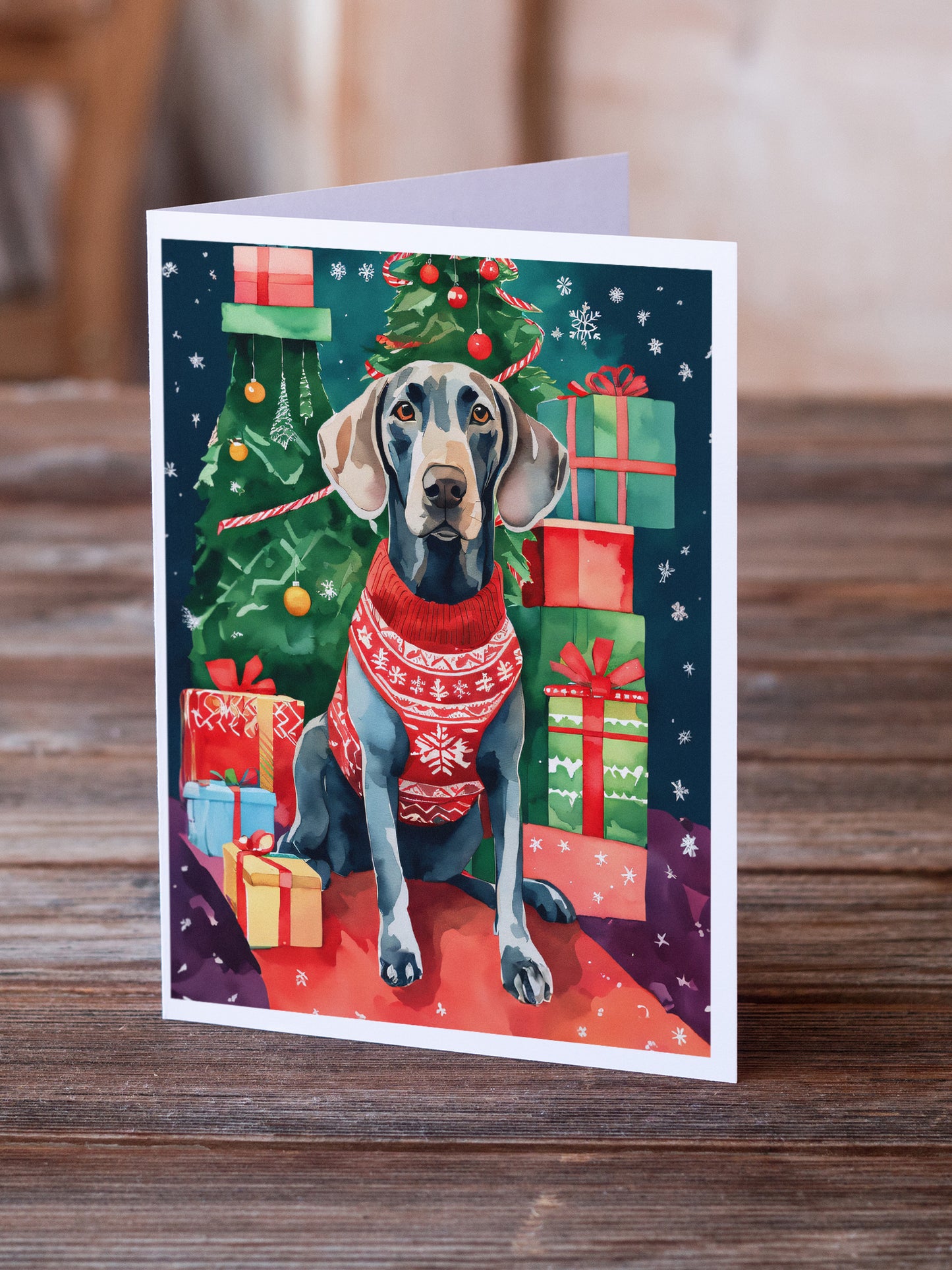 Weimaraner Christmas Greeting Cards Pack of 8