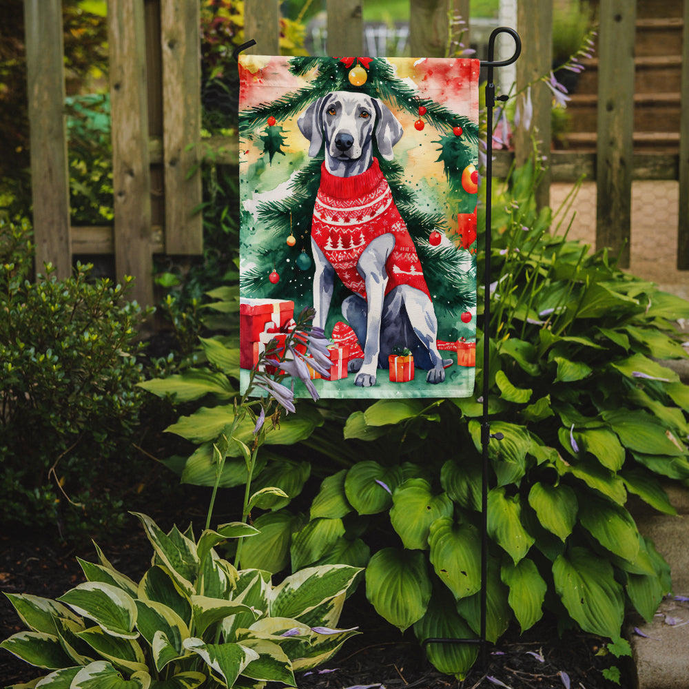 Weimaraner Christmas Garden Flag