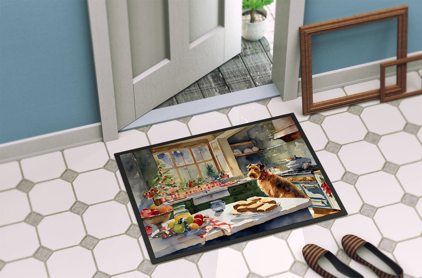 Airedale Terrier Christmas Cookies Doormat