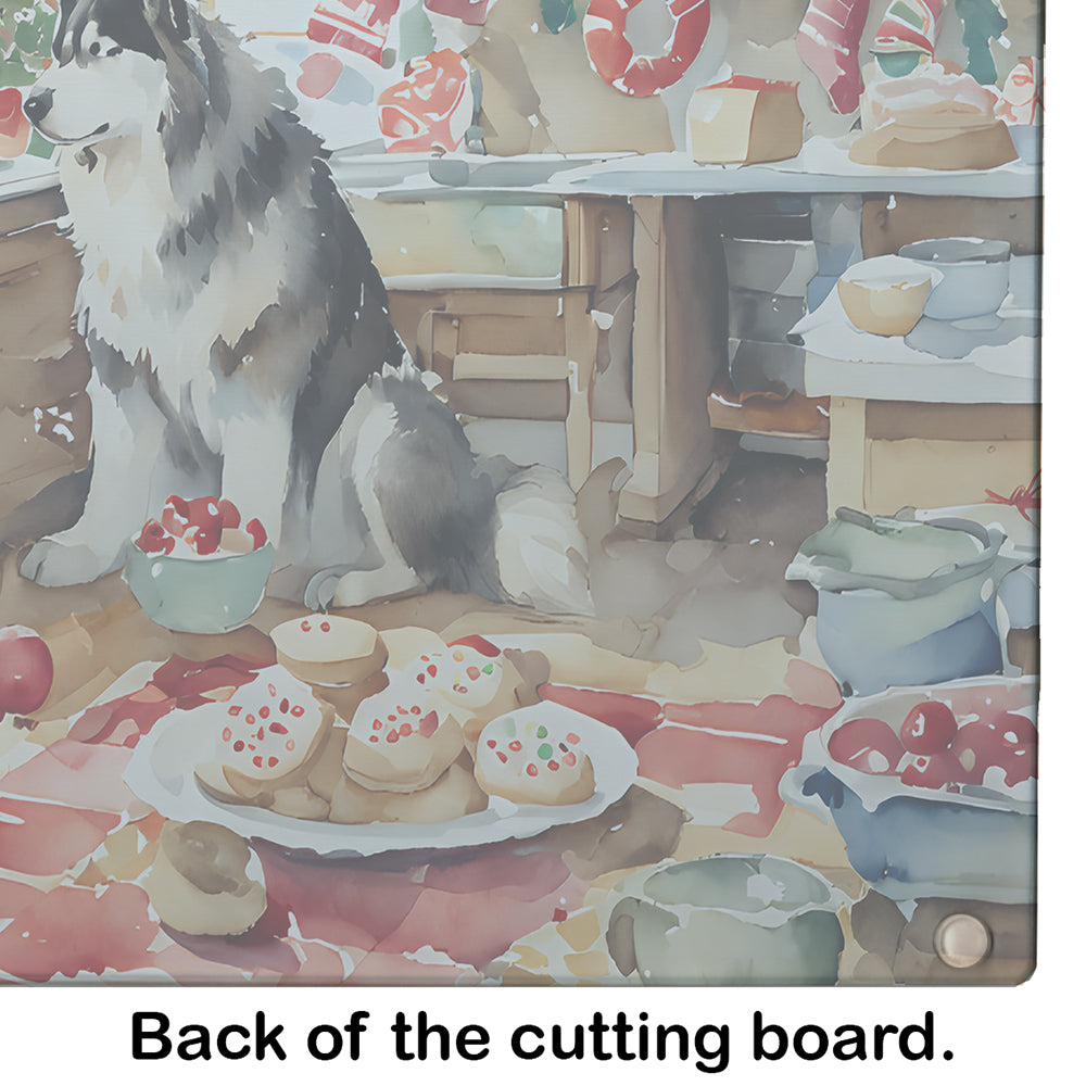 Alaskan Malamute Christmas Cookies Glass Cutting Board