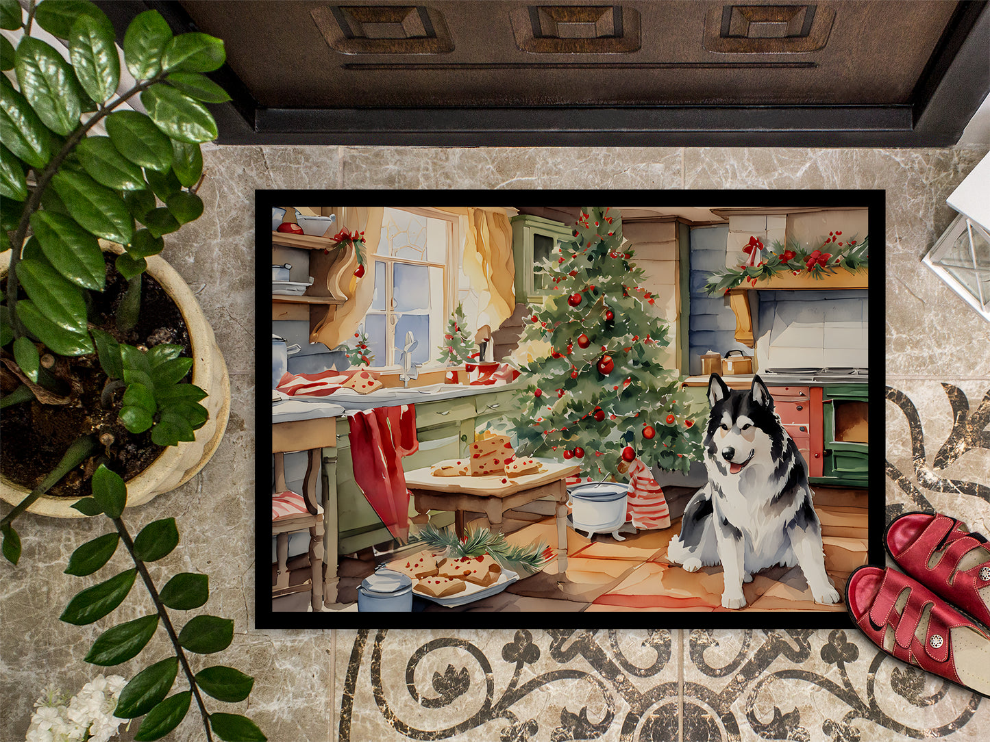 Alaskan Malamute Christmas Cookies Doormat