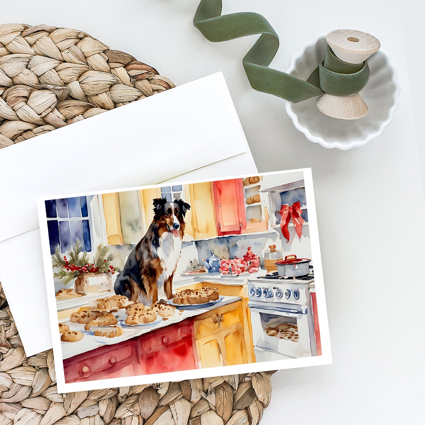 Australian Shepherd Christmas Cookies Greeting Cards Pack of 8