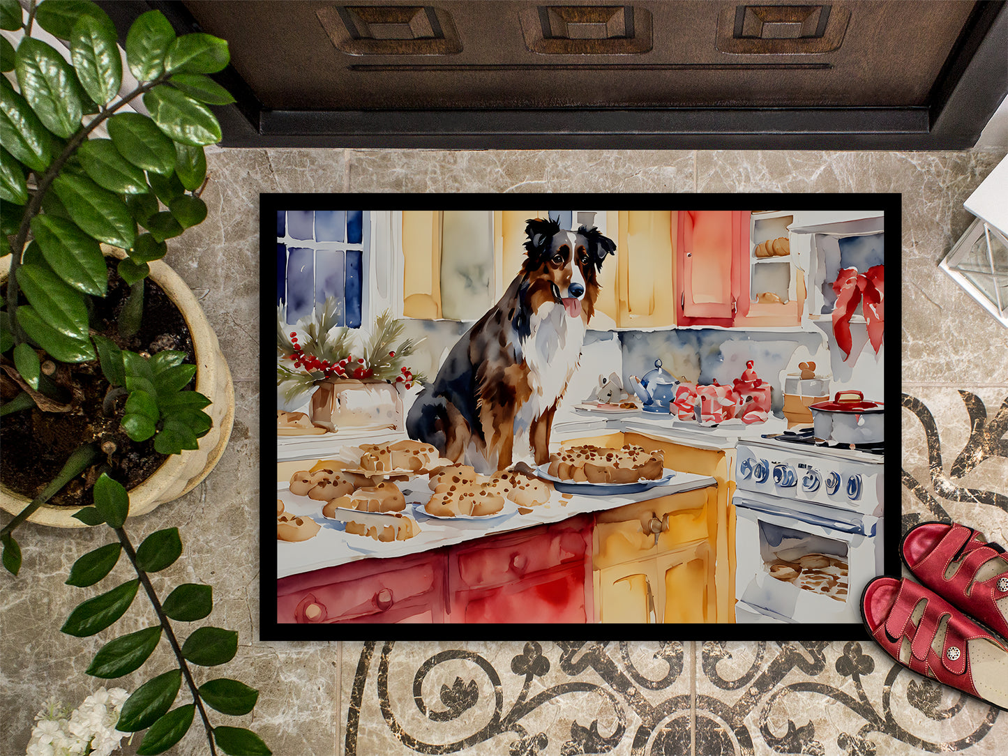 Australian Shepherd Christmas Cookies Doormat