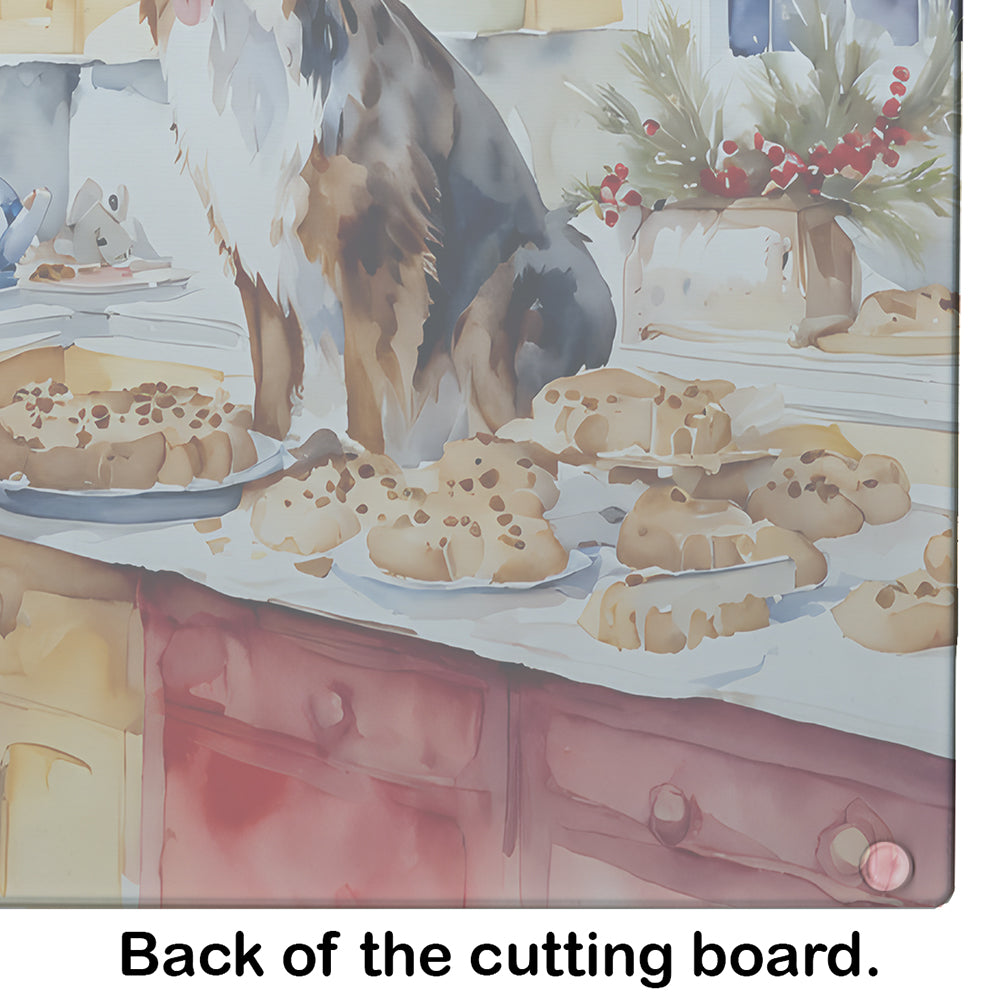 Australian Shepherd Christmas Cookies Glass Cutting Board