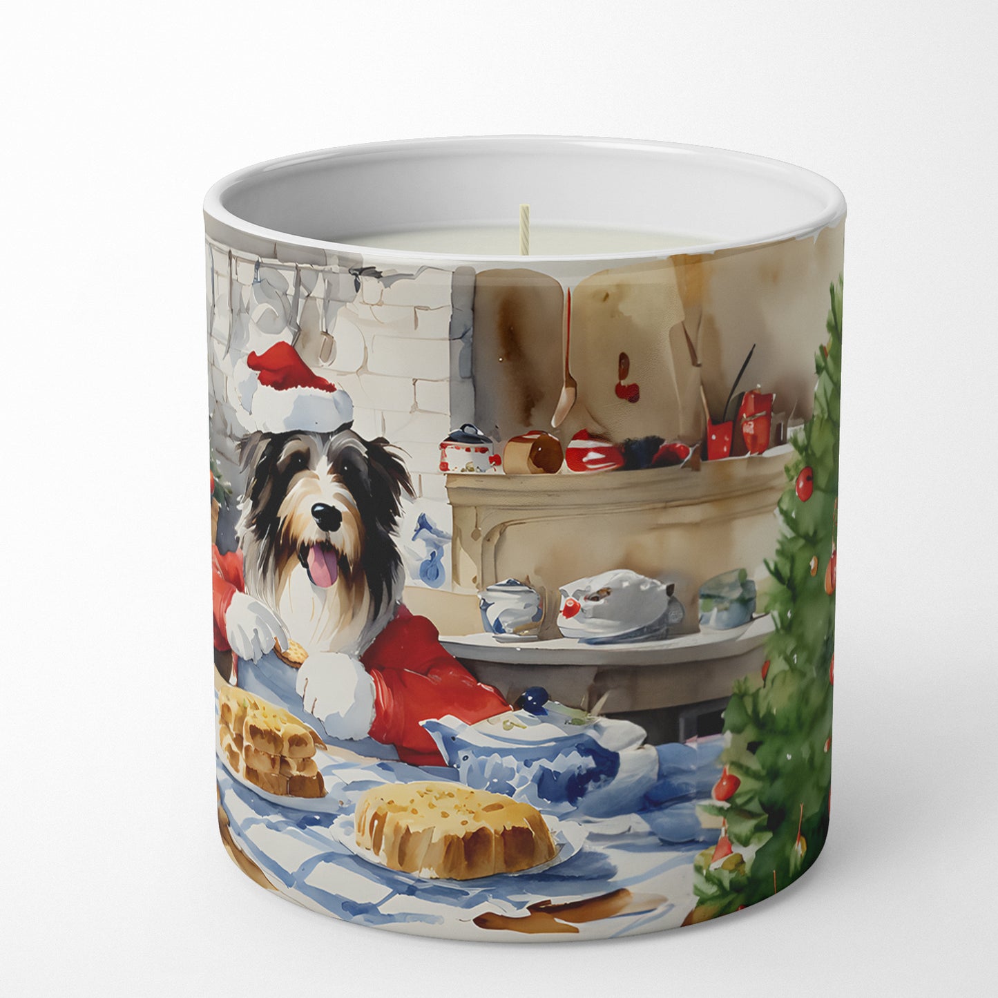Bearded Collie Christmas Cookies Decorative Soy Candle