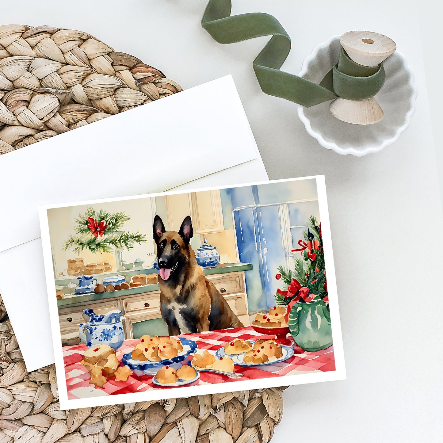 Belgian Malinois Christmas Cookies Greeting Cards Pack of 8