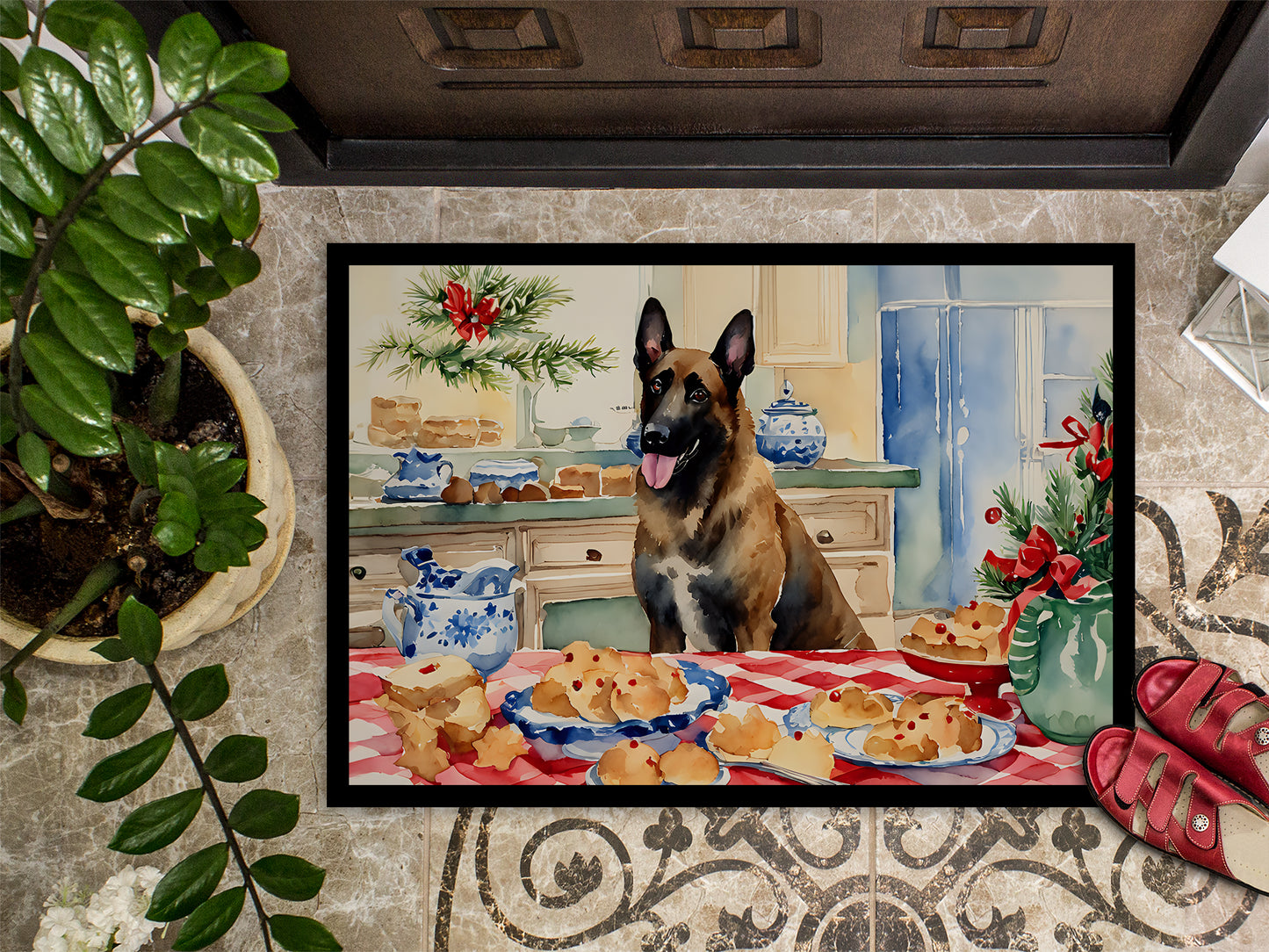 Belgian Malinois Christmas Cookies Doormat