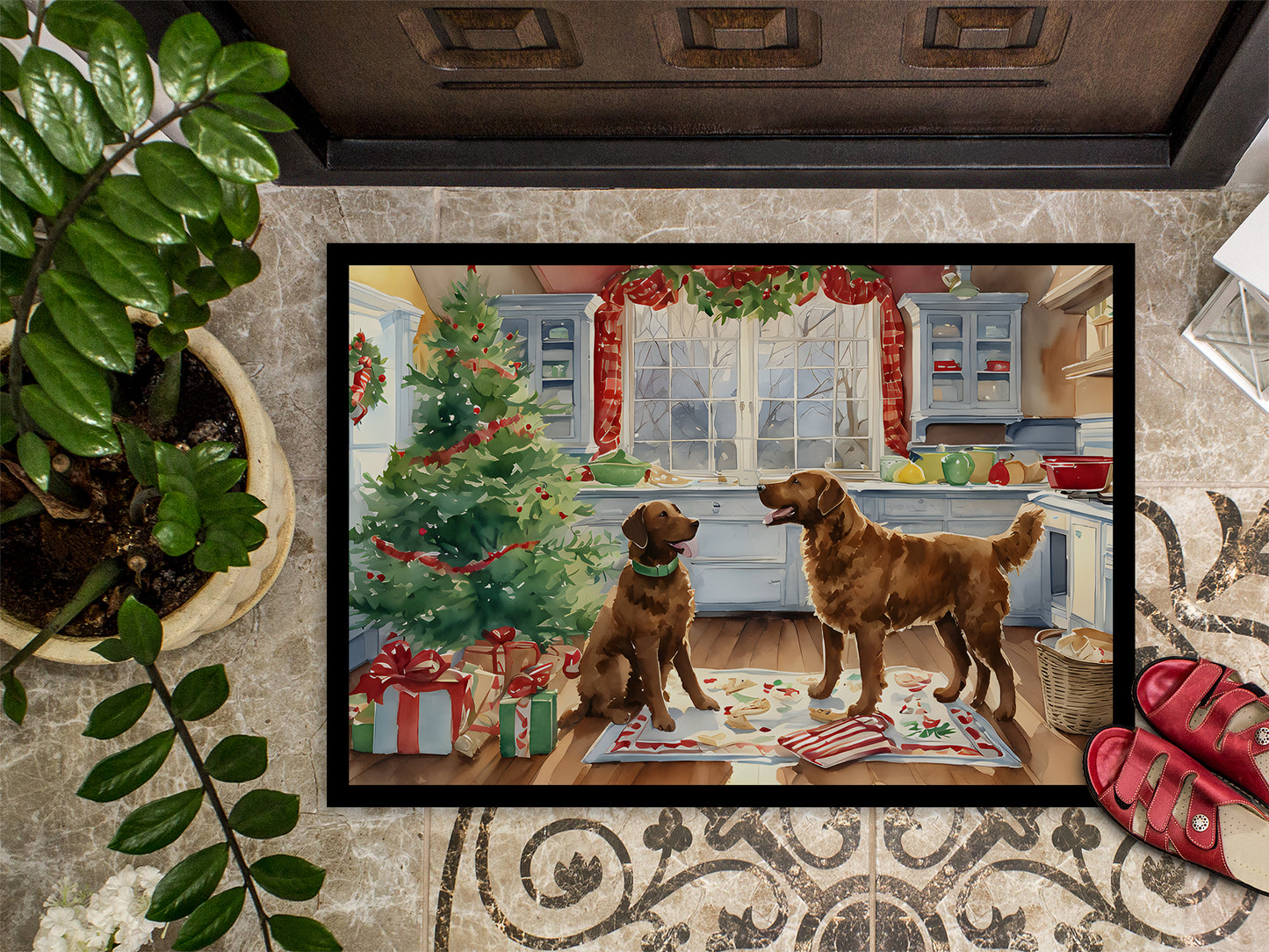 Chesapeake Bay Retriever Christmas Cookies Doormat