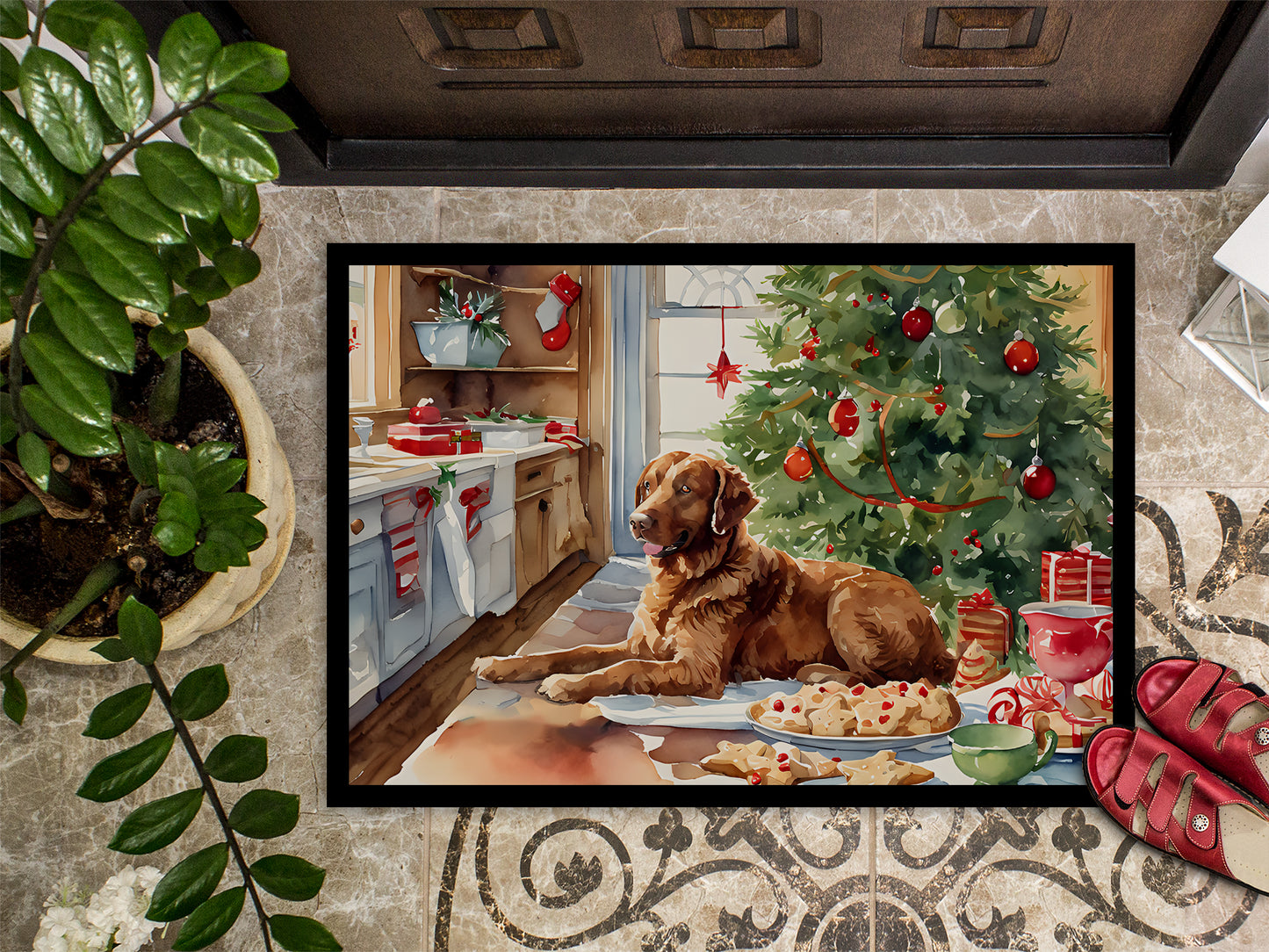 Chesapeake Bay Retriever Christmas Cookies Doormat