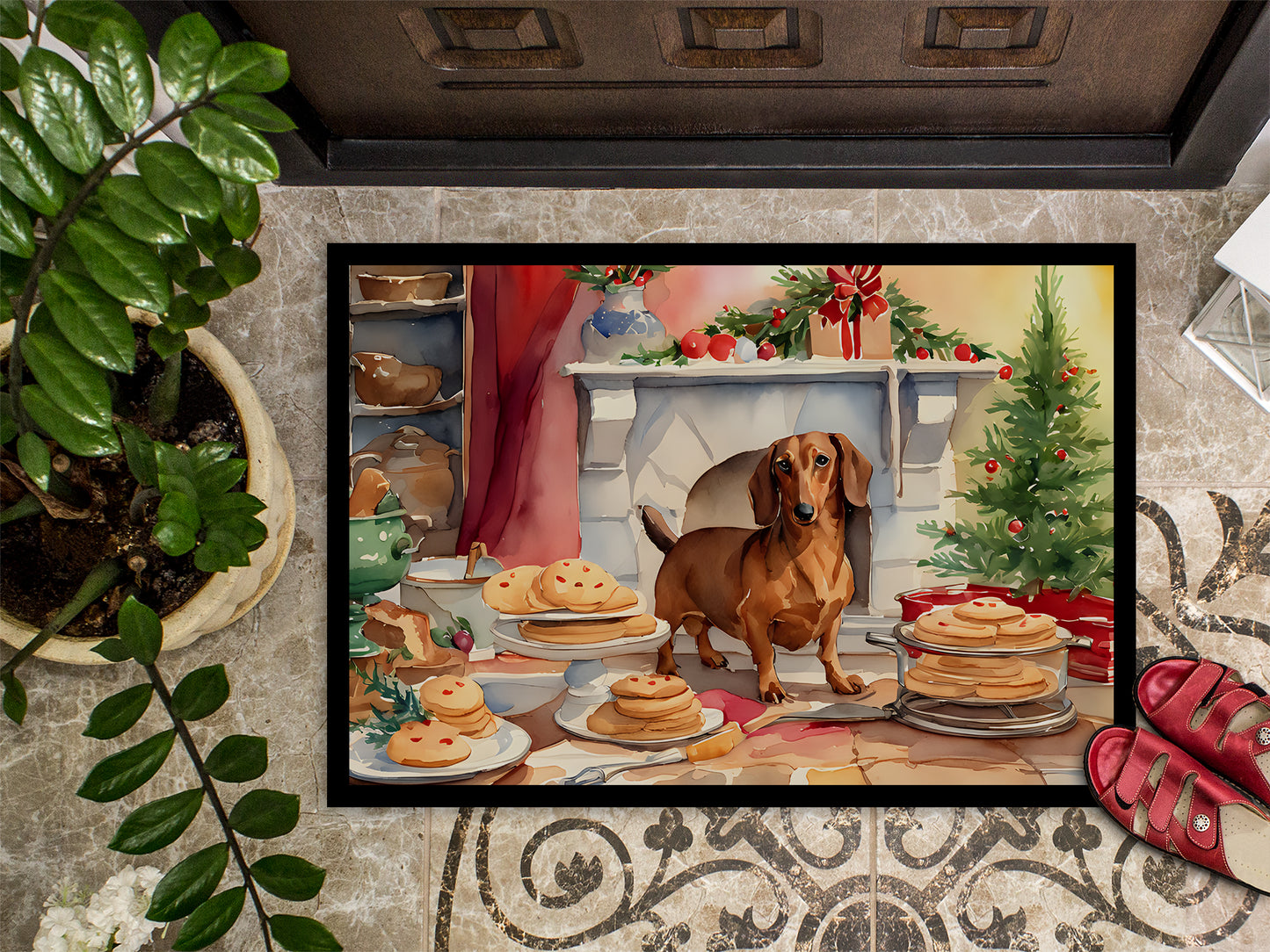 Dachshund Christmas Cookies Doormat