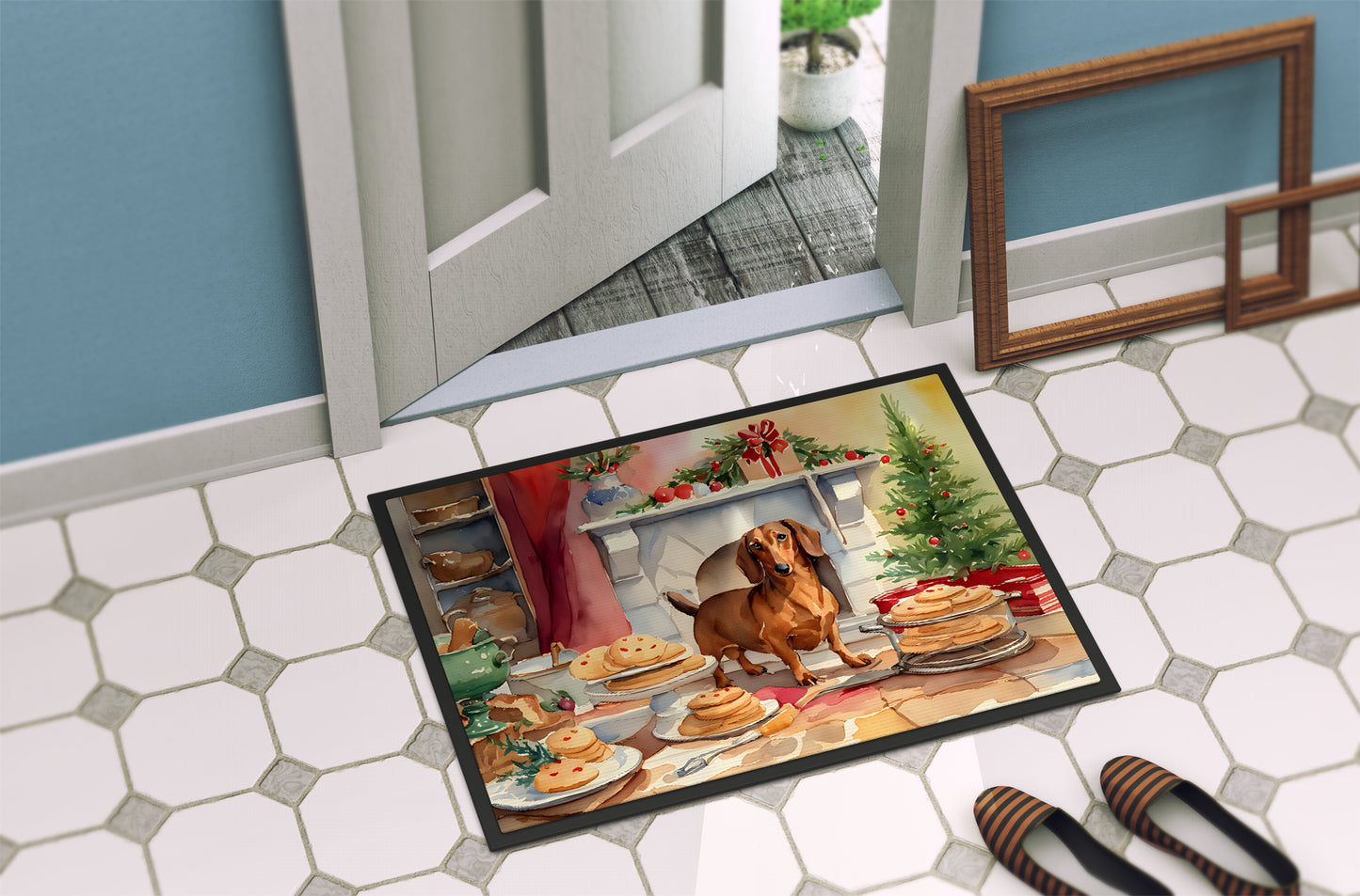 Dachshund Christmas Cookies Doormat