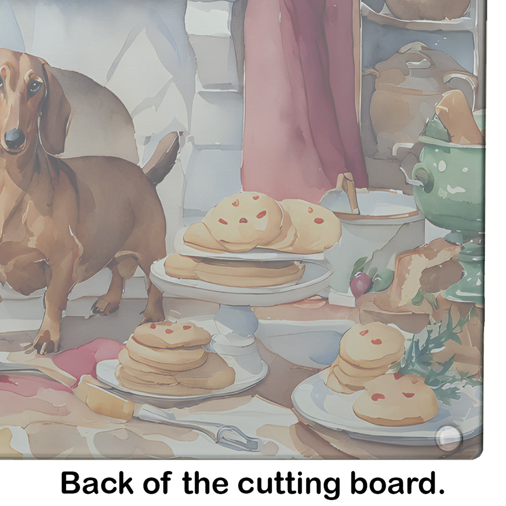 Dachshund Christmas Cookies Glass Cutting Board