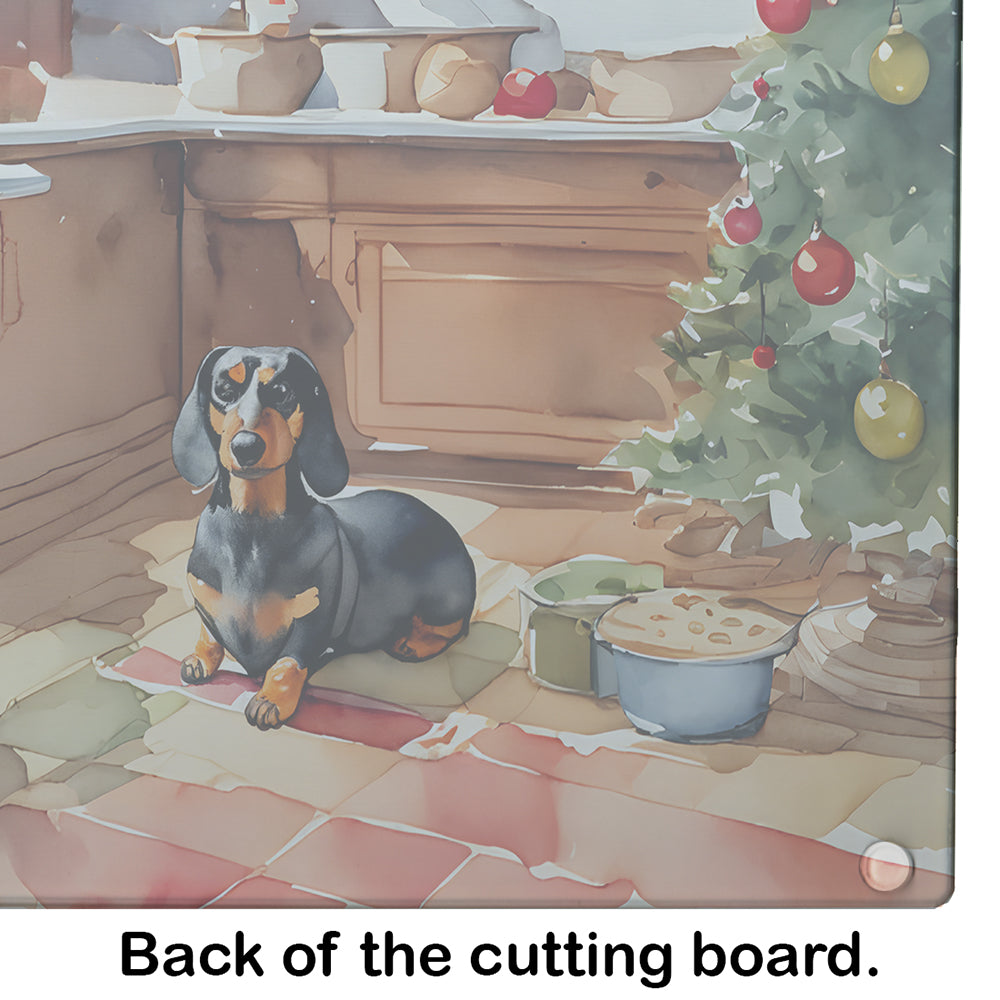 Dachshund Christmas Cookies Glass Cutting Board