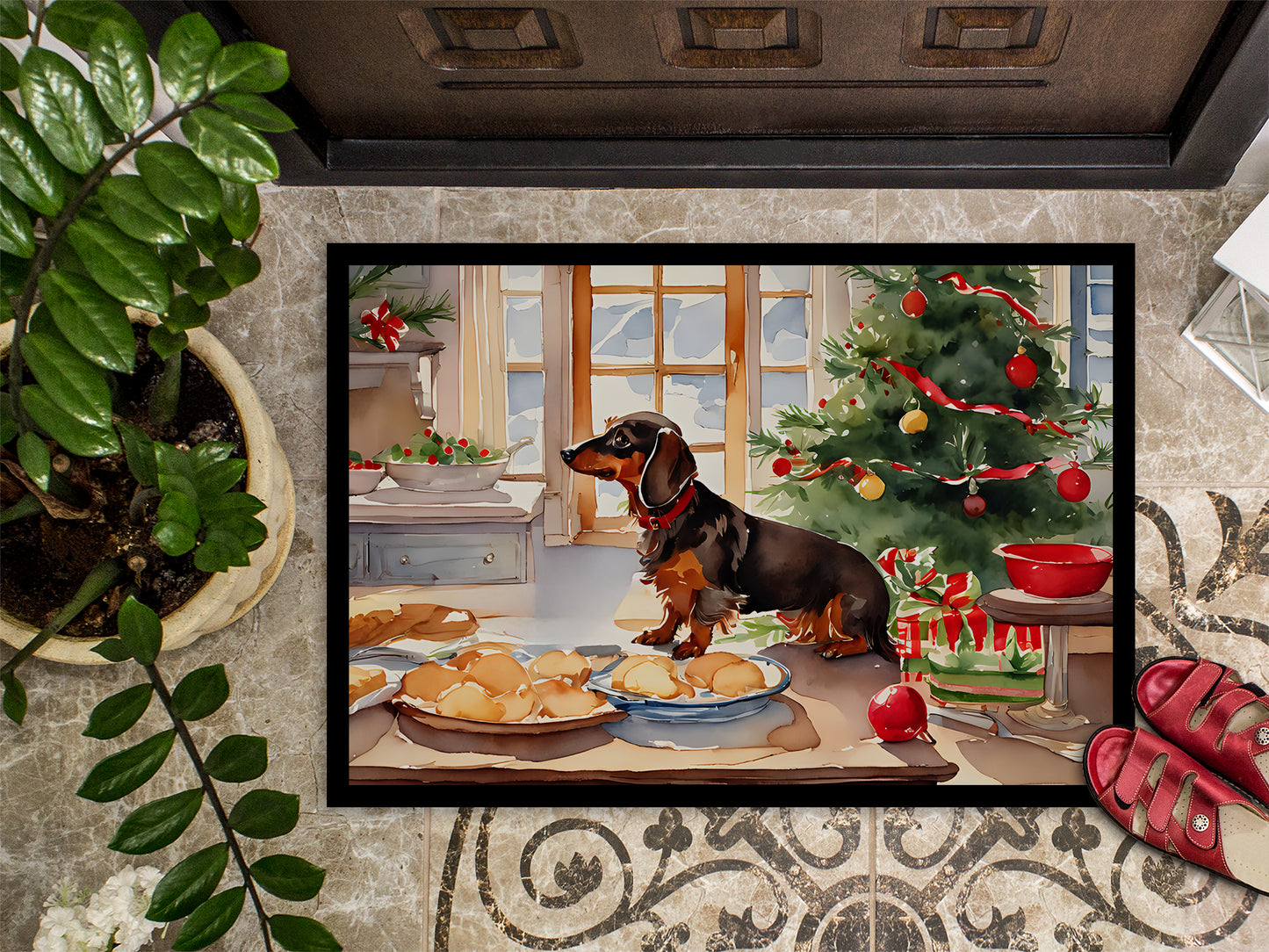 Dachshund Christmas Cookies Doormat