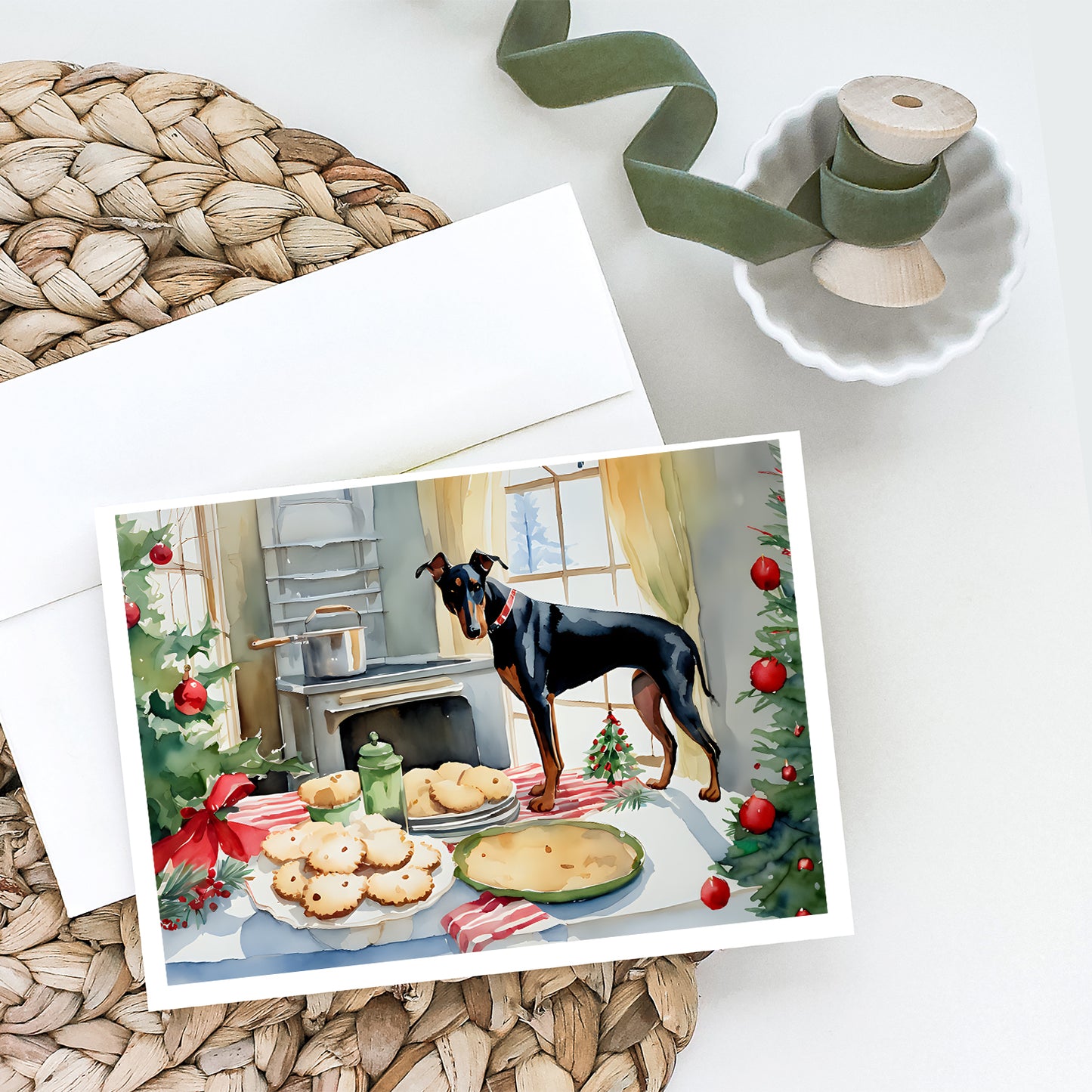 Doberman Pinscher Christmas Cookies Greeting Cards Pack of 8