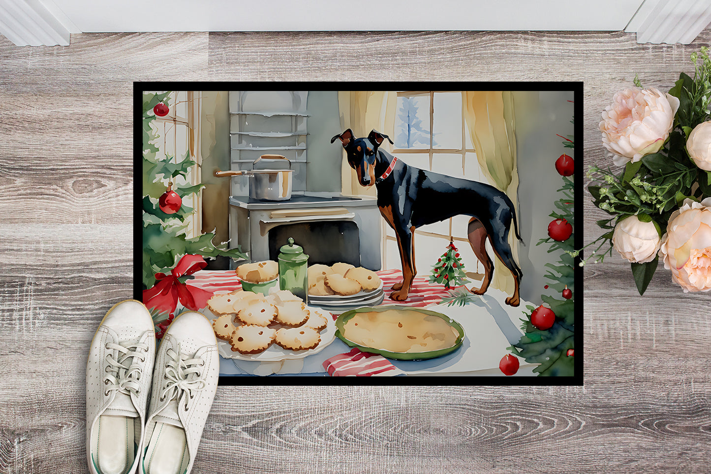 Doberman Pinscher Christmas Cookies Doormat