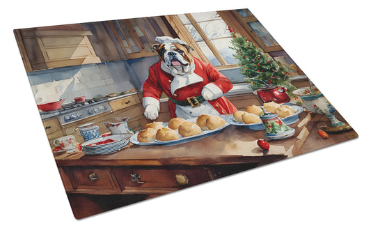 Buy this English Bulldog Christmas Cookies Glass Cutting Board