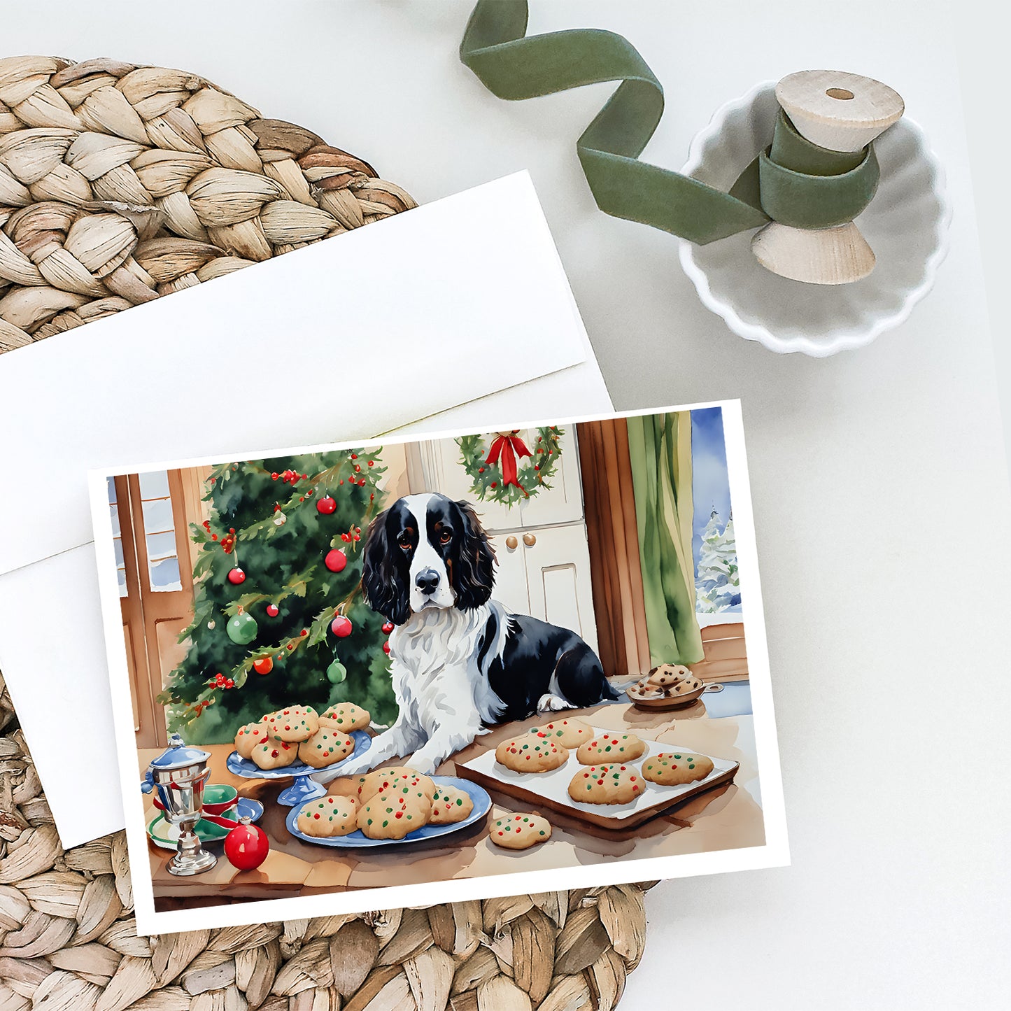 English Springer Spaniel Christmas Cookies Greeting Cards Pack of 8