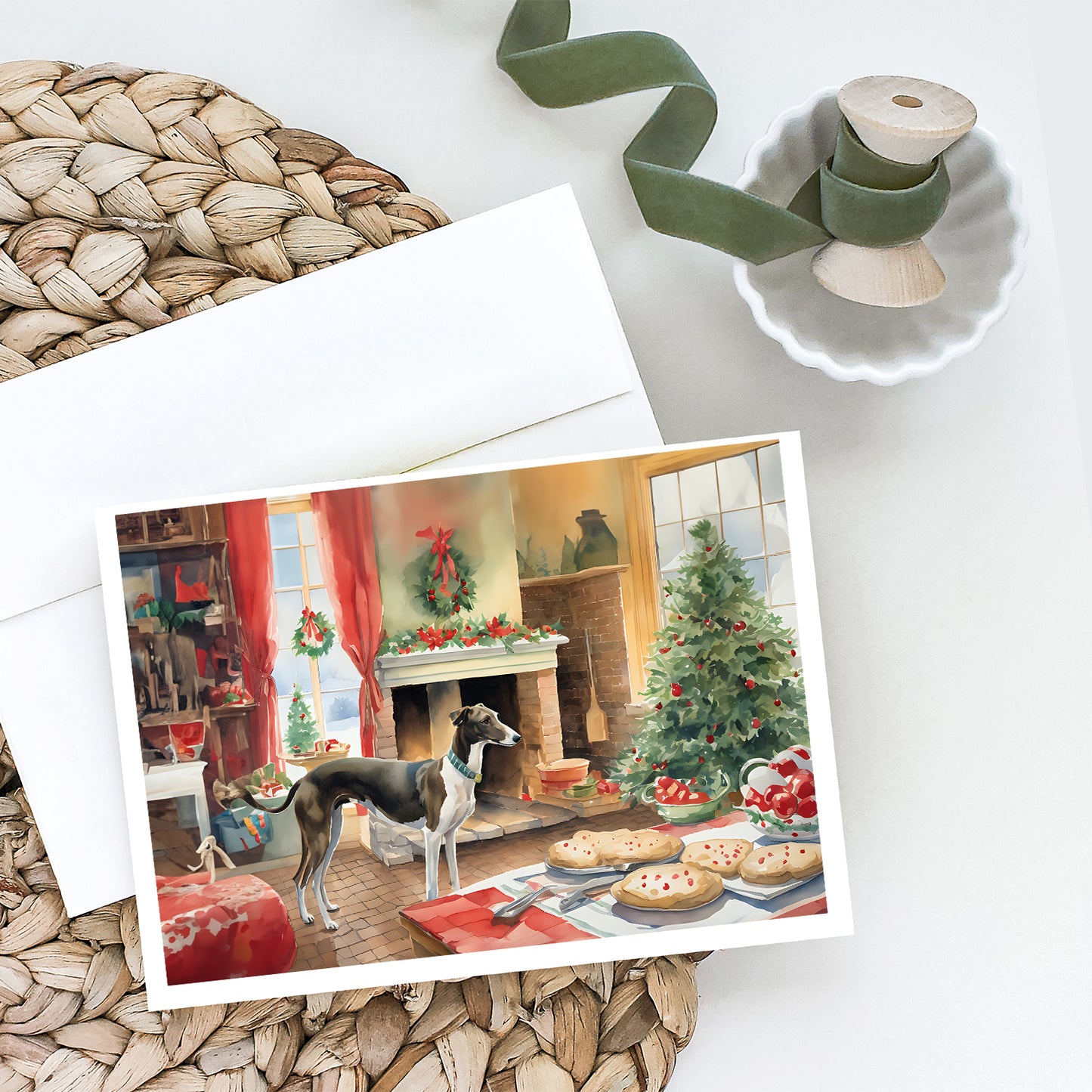 Greyhound Christmas Cookies Greeting Cards Pack of 8