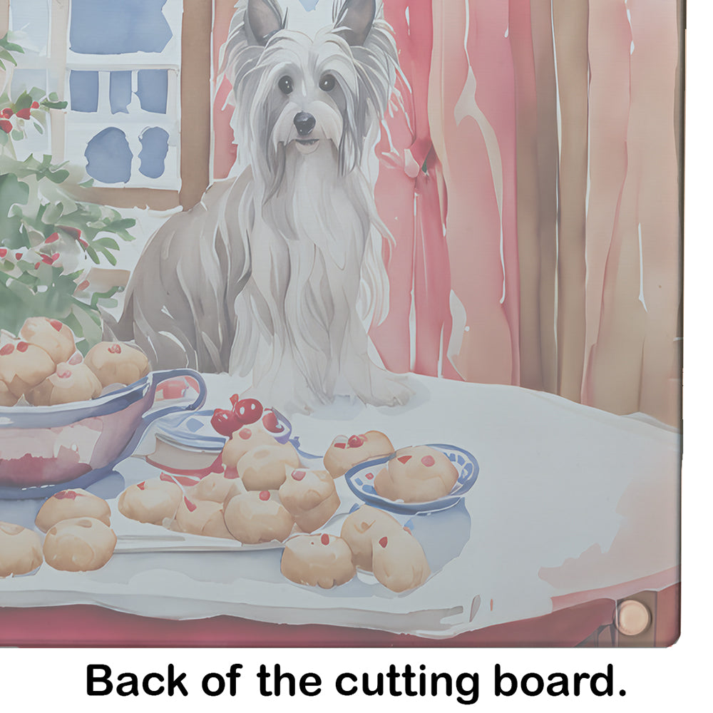 Chinese Crested Christmas Cookies Glass Cutting Board